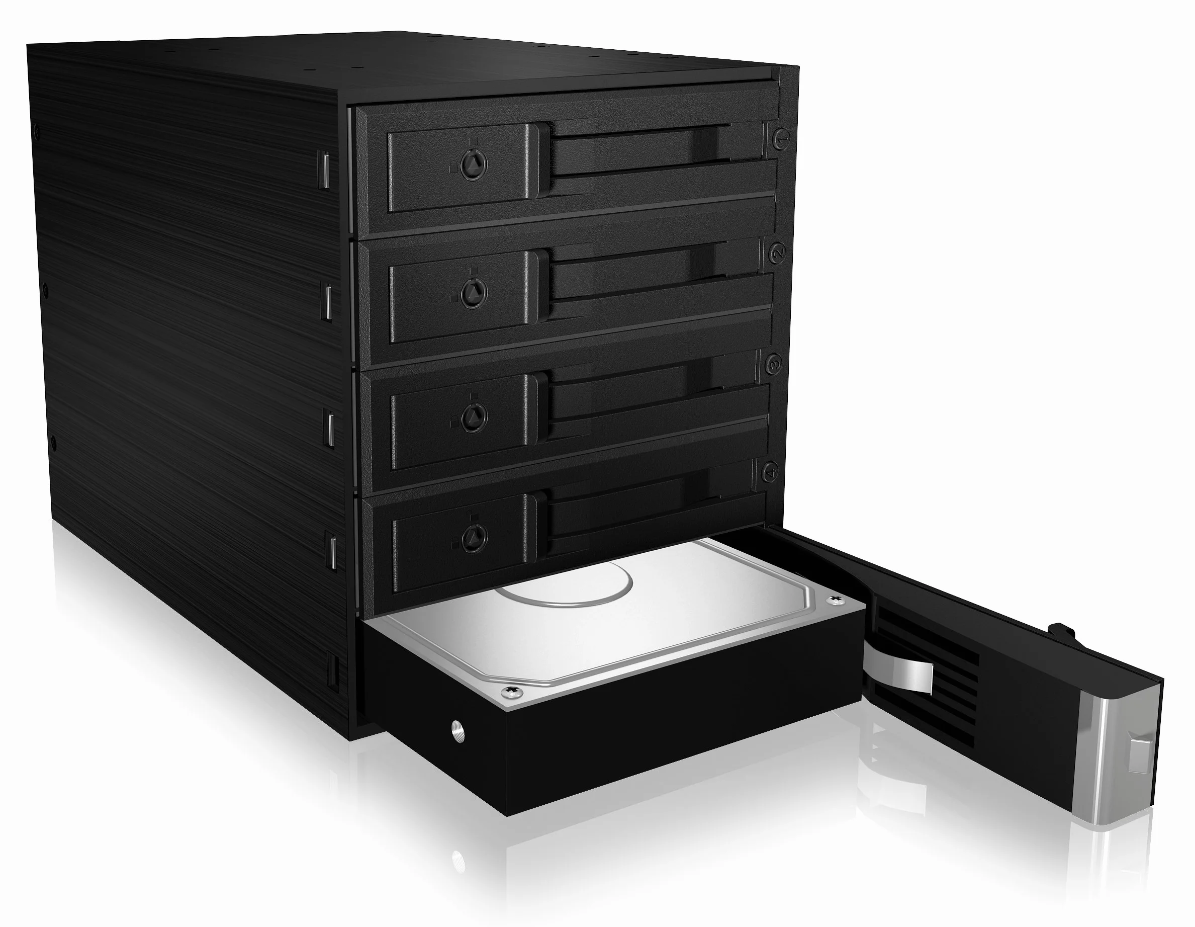 ICY BOX Wyjmowana obudowa płyty montażowej do HDD, 5 x 3,5 cala w stojaku 7,6 x 13,3 cm, SATA III, wentylator, IB-565SSK
