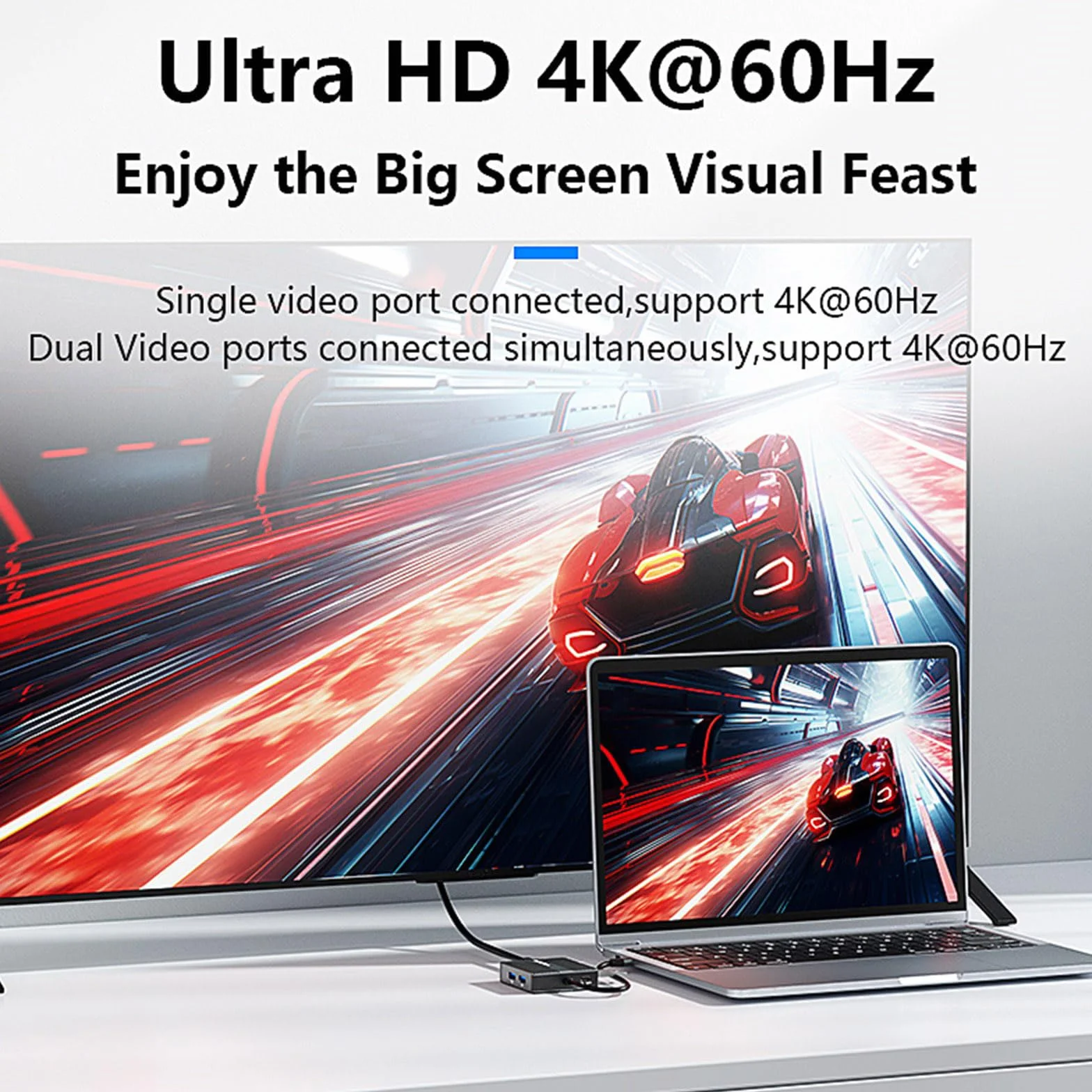 Aluminiowa stacja dokująca USB C 4K 60Hz HDTV 2xUSB3.2+Gigabit Ethernet szybkie ładowanie do laptopa tabletu PC aluminiowa stacja dokująca