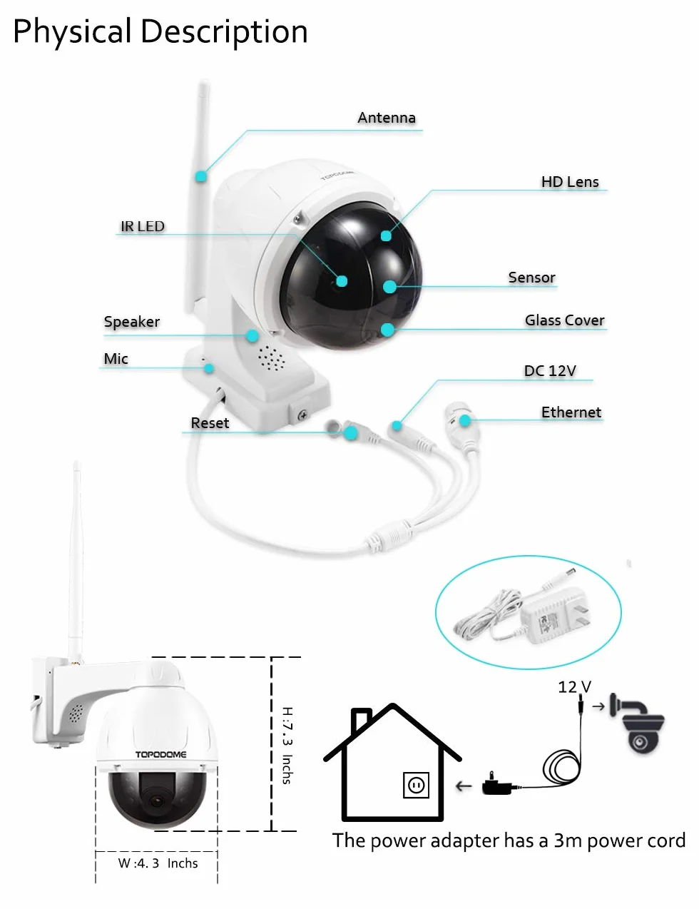 Metalowa kamera Wi-Fi Zewnętrzna 940nm IR, kamera monitorująca 5MP WIFI IP kamera, karta SD 32G wbudowana, dwukierunkowy dźwięk, ludzka detekcja, IP66 | Dwukierunkowy dźwięk, wykrywanie przez człowieka, RTSP, 360° widzenie, noktowizor, wbudowana karta SD