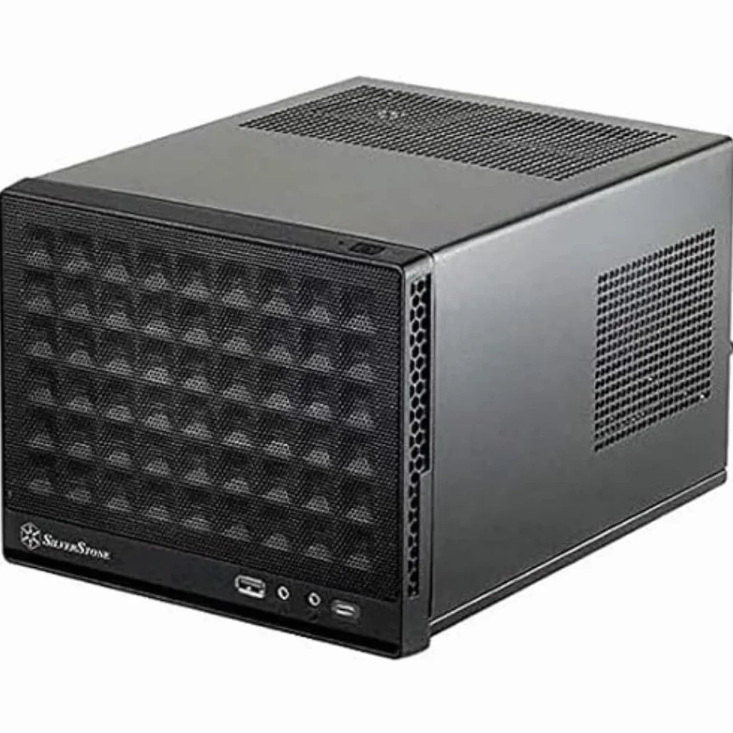 SilverStone SST-SG13B-C - Sugo Mini-ITX kompaktowa obudowa Cube, przednia osłona z siateczki, przyłącze USB typu C z przodu, czarna