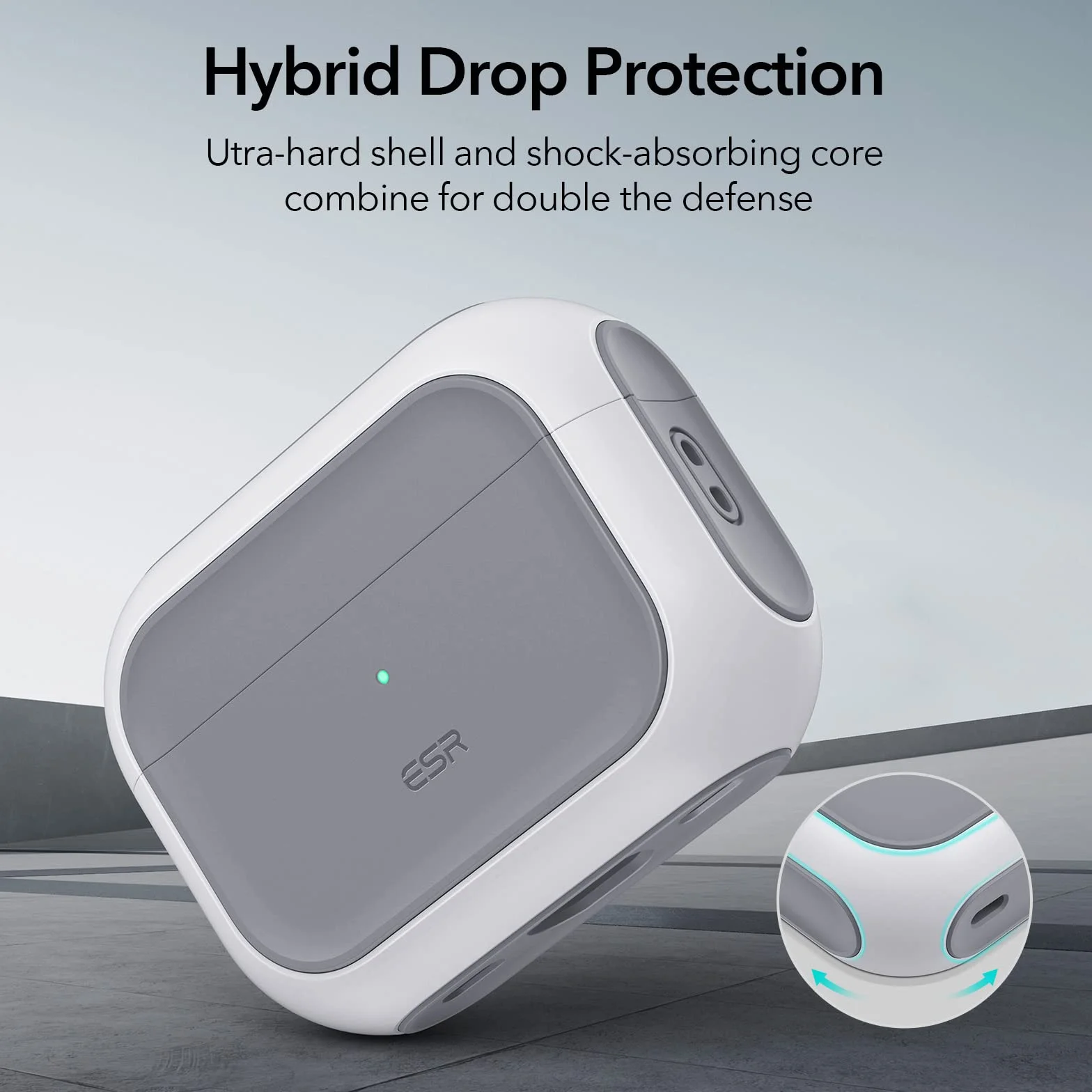 ESR Orbit Hybrid Etui HaloLock kompatybilne z AirPods Pro 2. generacji MagSafe Ready ochrona przed upadkiem białe