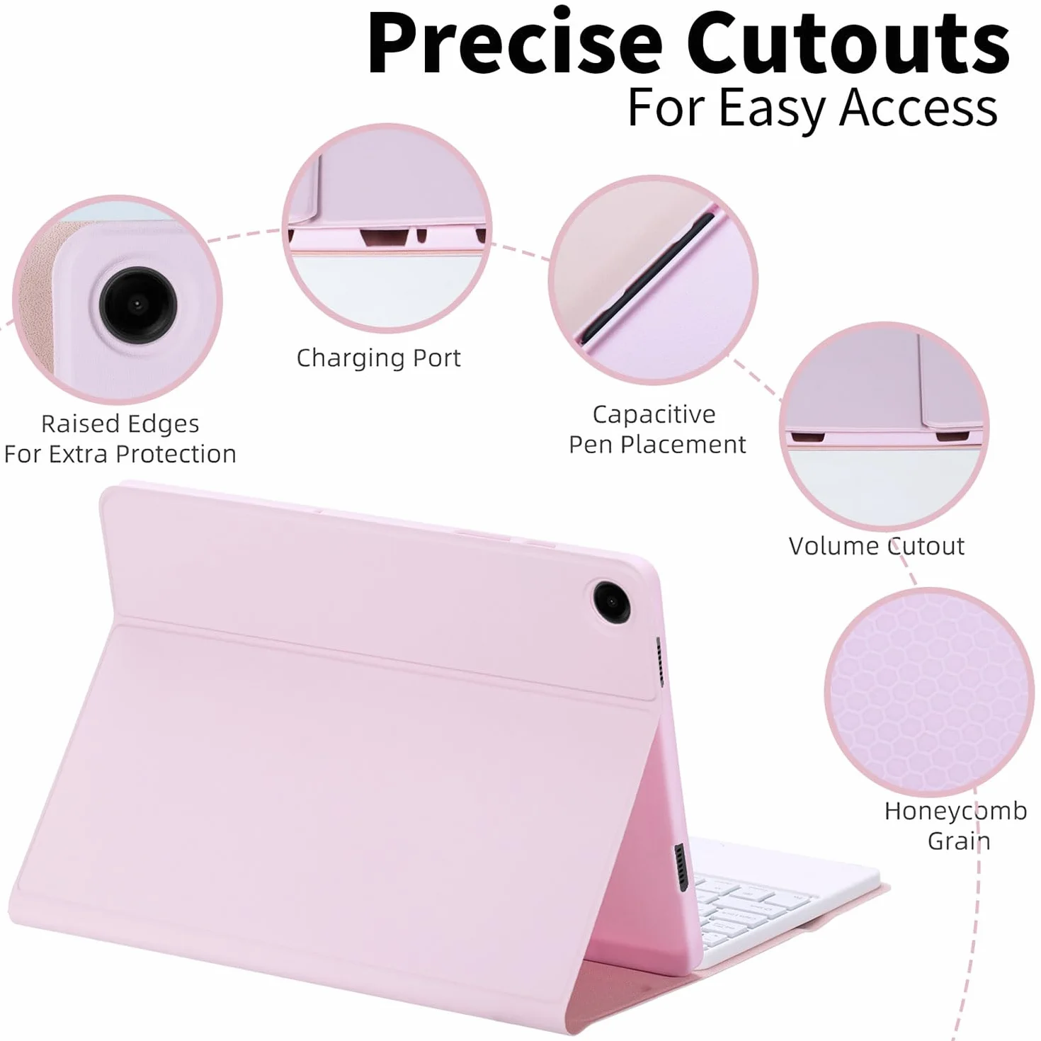 Keyboard Case for Samsung Galaxy Tab S9 FE 10,9 Cala/S9 2023/S8 2022/S7 2020 11 Cali, Z Touchpadem, Odłączana Bezprzewodowa, 7-Kolorowa Podświetlana Klawiatura Z Uchwytem Na Pióro S,Pink