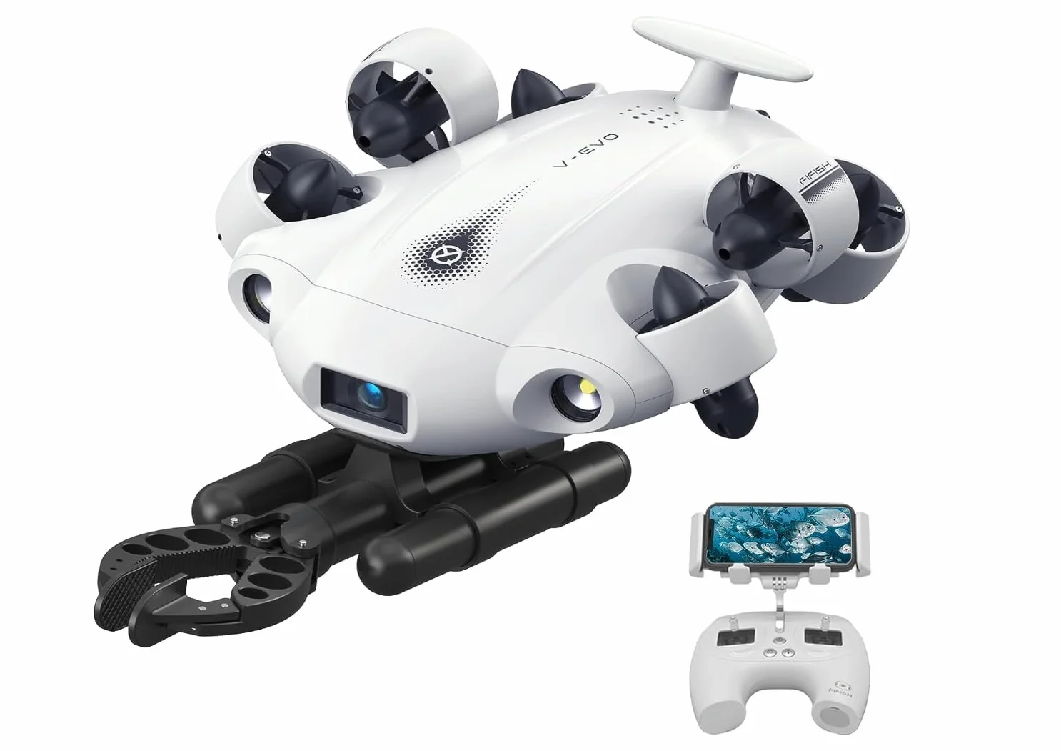 FIFISH V-EVO Podwodny dron 4K z ramieniem robota blokada wzroku AI 360° ruch wielokierunkowy 100 m nurkowanie podwodne ROV