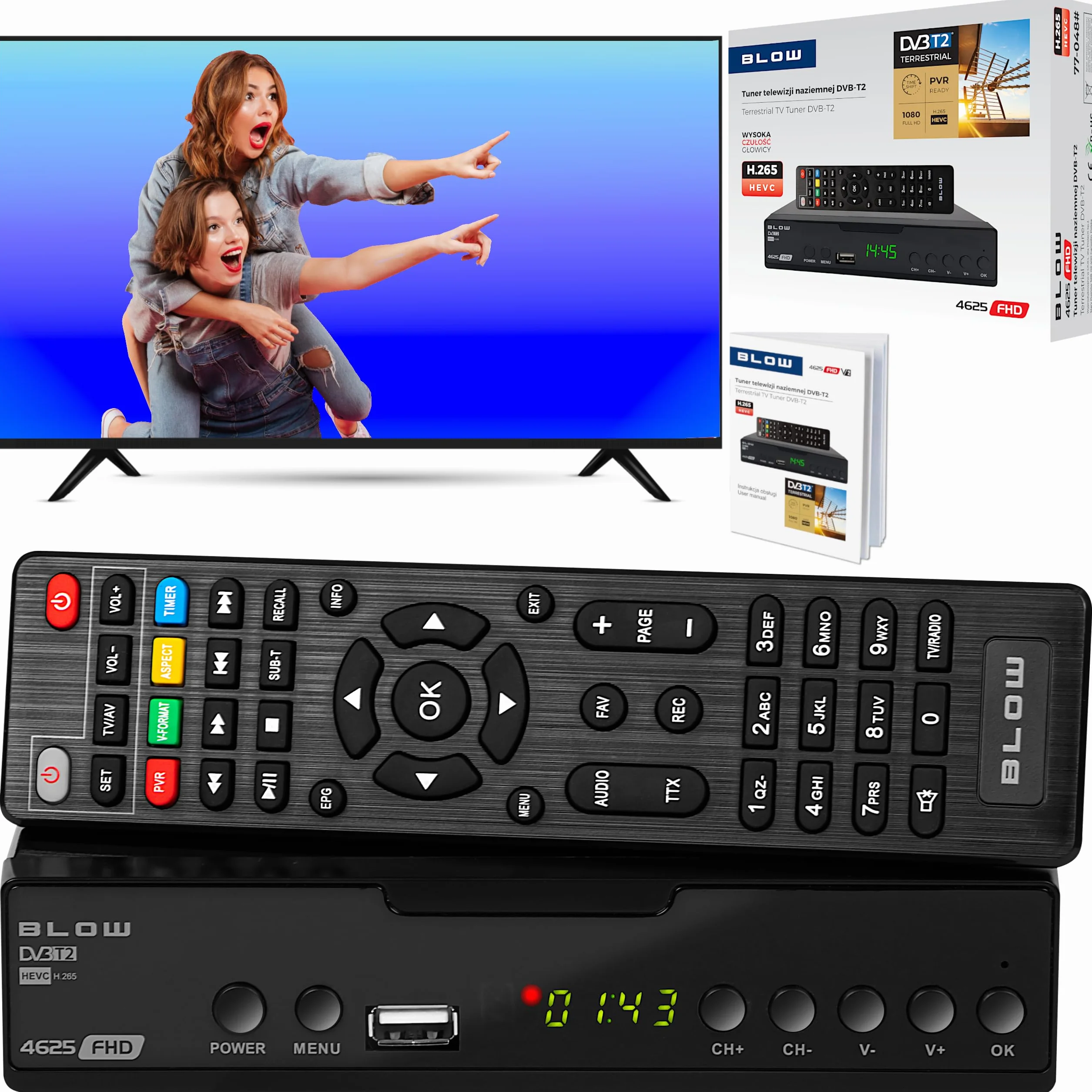 DEKODER DVB-T2 HEVC TV NAZIEMNEJ TUNER HD USB HDMI