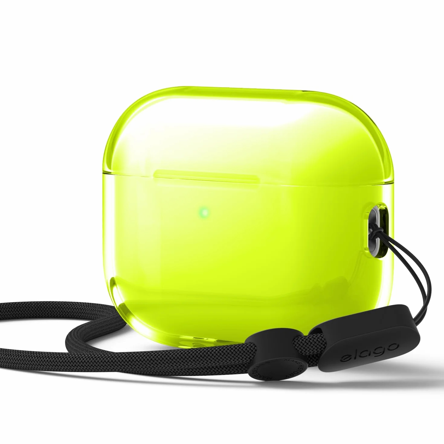 elago Etui Przezroczyste do AirPods Pro 3 | w Zestawie Pasek, Ograniczone Żółknięcie, Odporne na Wstrząsy, Pełna Ochrona, Bezprzewodowe Ładowanie (Neonowy Żółty)