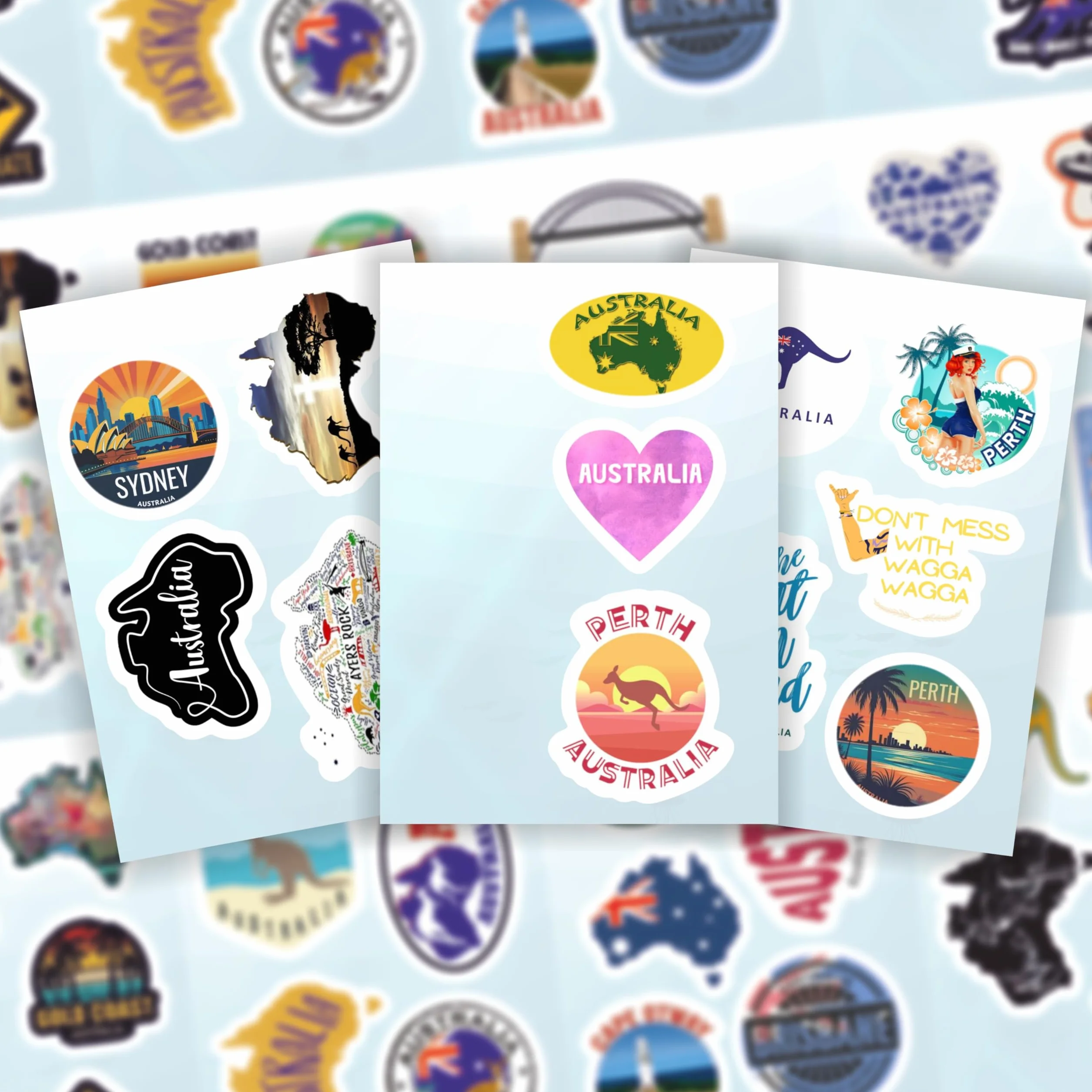 Naklejki Australia na Butelki z Wodą i Laptopa - Dekoracje i Upominki z Motywem Australijskim, Wodoodporne Winylowe Naklejki - Australia Stickers
