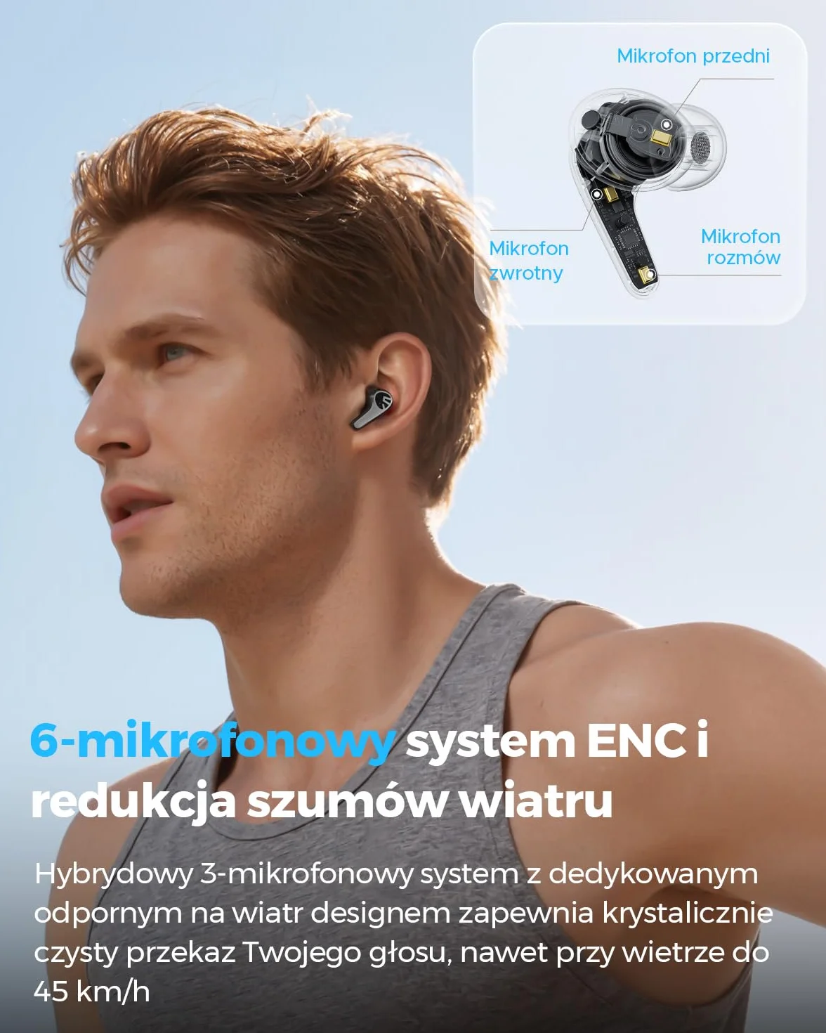 SOUNDPEATS C30 Bluetooth 6.0 Hybrydowe Bezprzewodowe Słuchawki Douszne z Aktywną Redukcją Szumu ANC 52dB i Certyfikacją Hi-Res Audio LDAC 12mm Duże Przetworniki 52h Odtwarzania 6 Mikrofonów Czarny