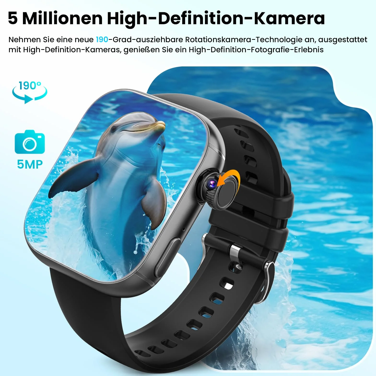 Smartwatch 4G z telefonem 2,1" AMOLED Touch, duży ekran, Smart Watch dla mężczyzn i kobiet, fitness, 1020 mAh, lokalizator GPS, gniazdo SIM, obrotowa kamera, monitor tętna, SOS rozmowy, zegarek