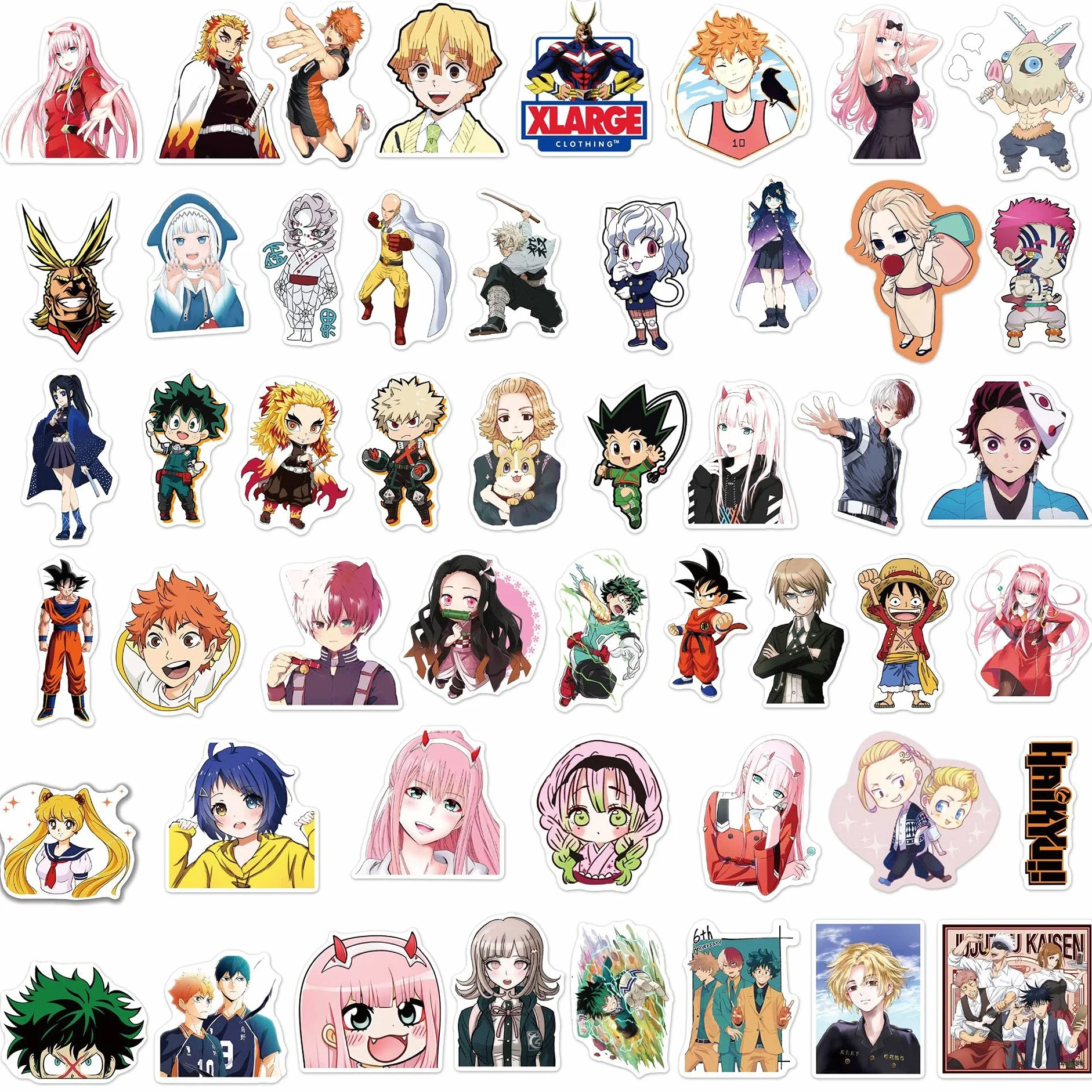 100 sztuk Anime mieszane naklejki na walizkę deskorolka laptop butelki na wodę samochód nastolatki chłopcy dziewczęta wodoodporna naklejka