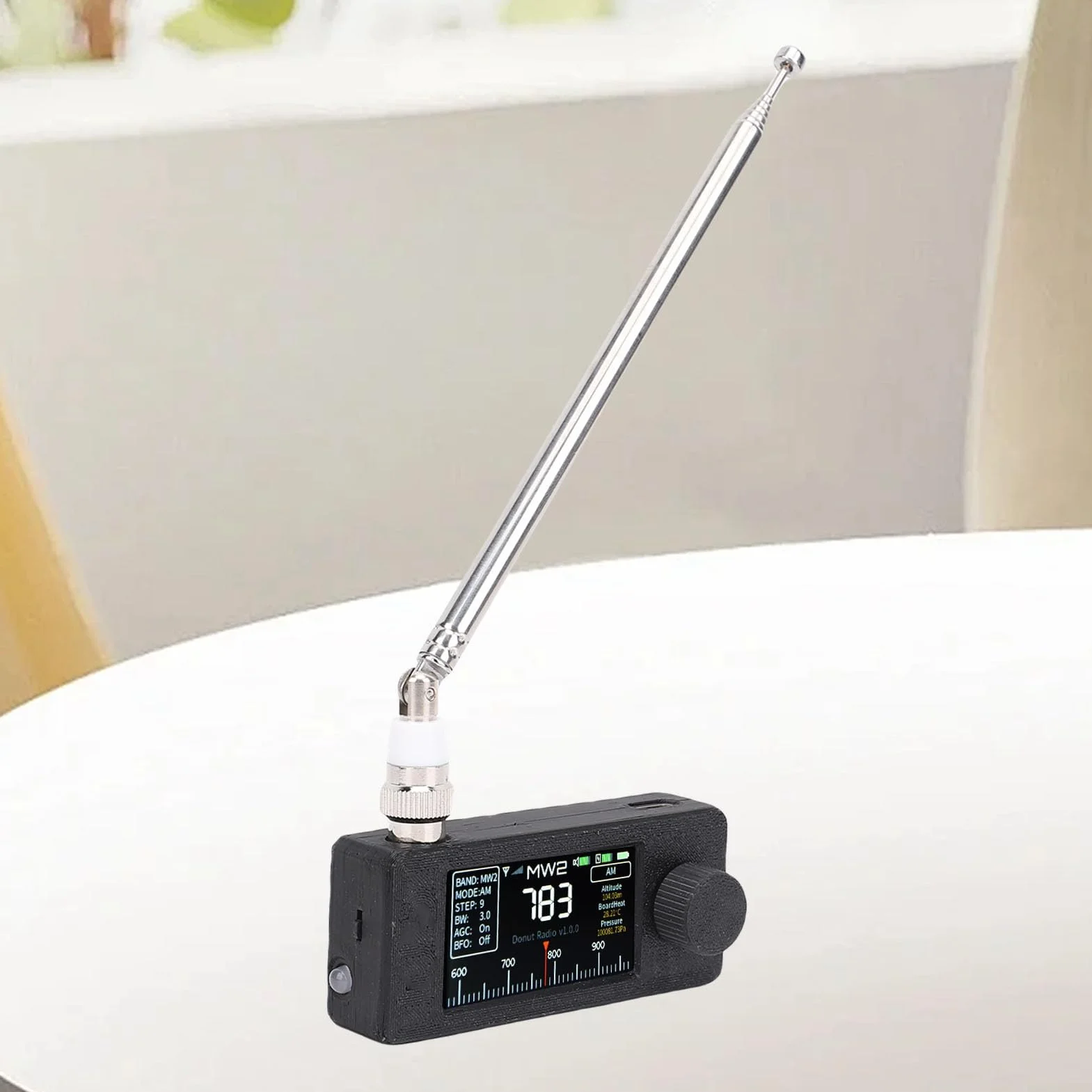 Bewinner SI4732 Przenośny Odbiornik Radiowy z Ekranem IPS 1,9 Cala, Pełne Pasmo AM FM LSB Obsługa USB, Antena Teleskopowa, 10H Bateria do Podróży, Awaryjna (BLACK)