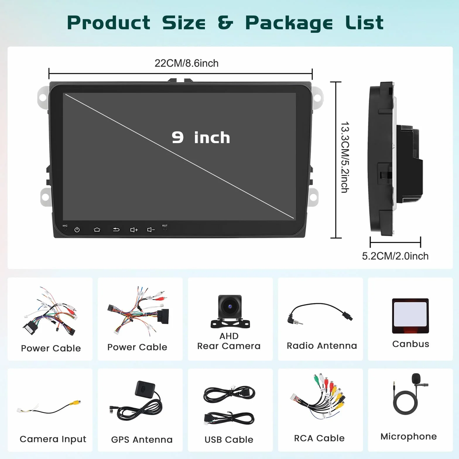 8 Core 6G + 128G DSP Hikity Android 15 radio samochodowe do VW Golf 5 6 Passat Tiguan Polo Caddy Seat, 9-calowy ekran dotykowy radio samochodowe z bezprzewodowym CarPlay Android Auto GPS WiFi RDS/FM