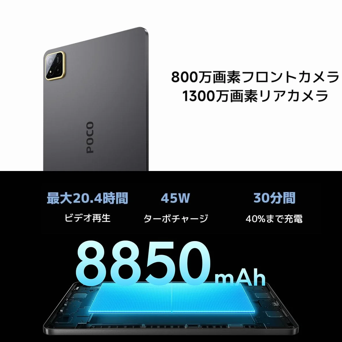 XIAOMI POCO Pad X1, tablet 8 GB + 512 GB, wersja WiFi, wyświetlacz 3,2K, 144 Hz, Hyper AI Snapdragon® 7+ Gen 3, platforma mobilna 8850 mAh, z ładowarką, wersja WiFi (niebieski)
