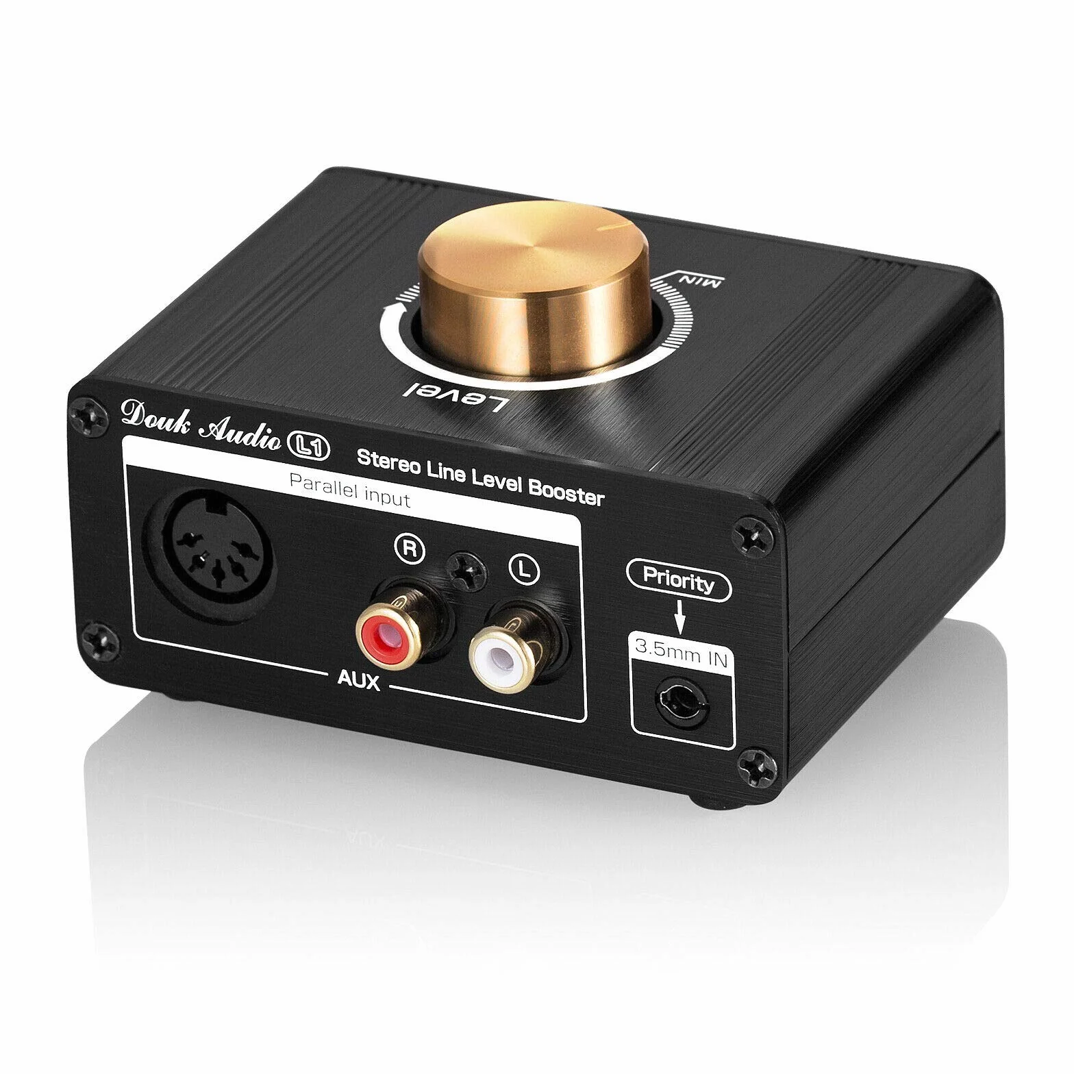 Mini wzmacniacz liniowy stereo boost preamplifier audio dla MP3, iPod, iPad, iPhone, wzmocnienie 20dB + regulator głośności