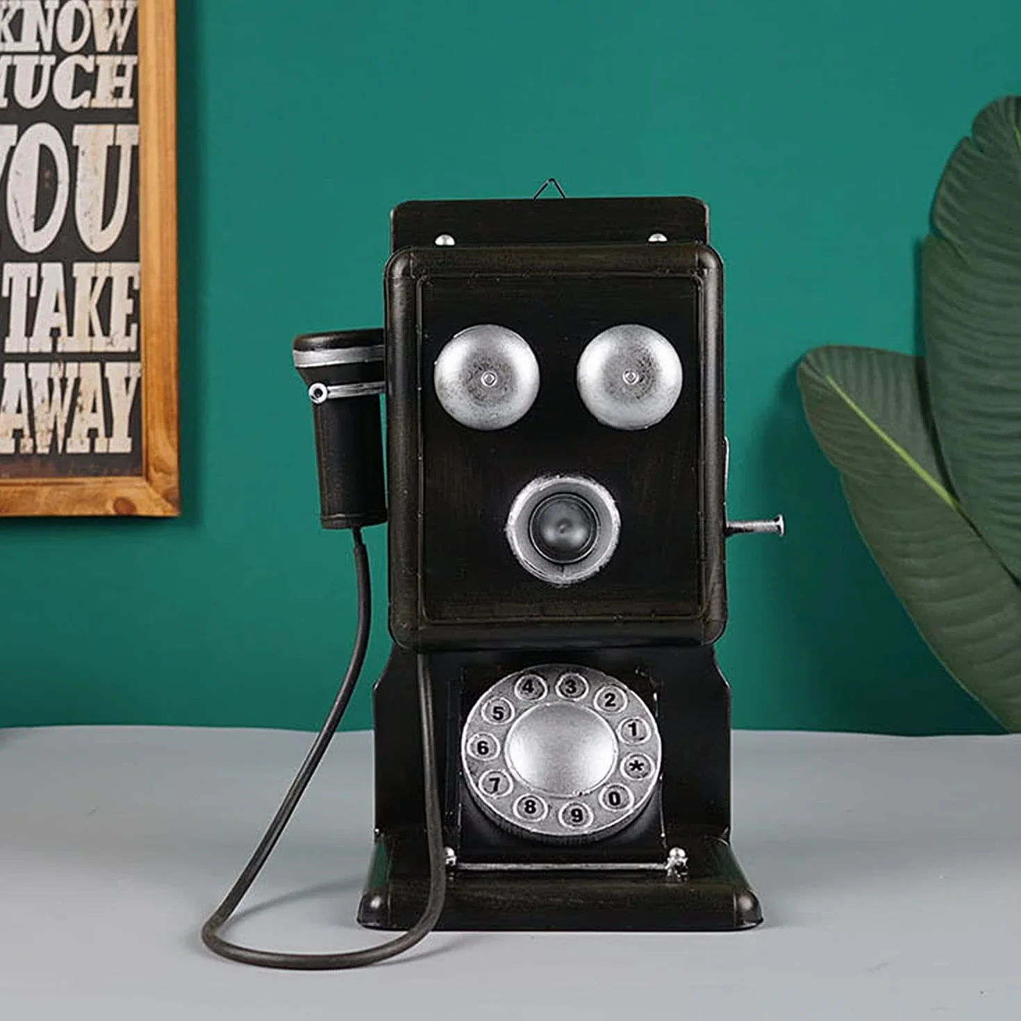 Przewodowy staromodny antyczny telefon stacjonarny dekoracja vintage retro imitacja antyczny telefon przewodowy dom biuro telefon