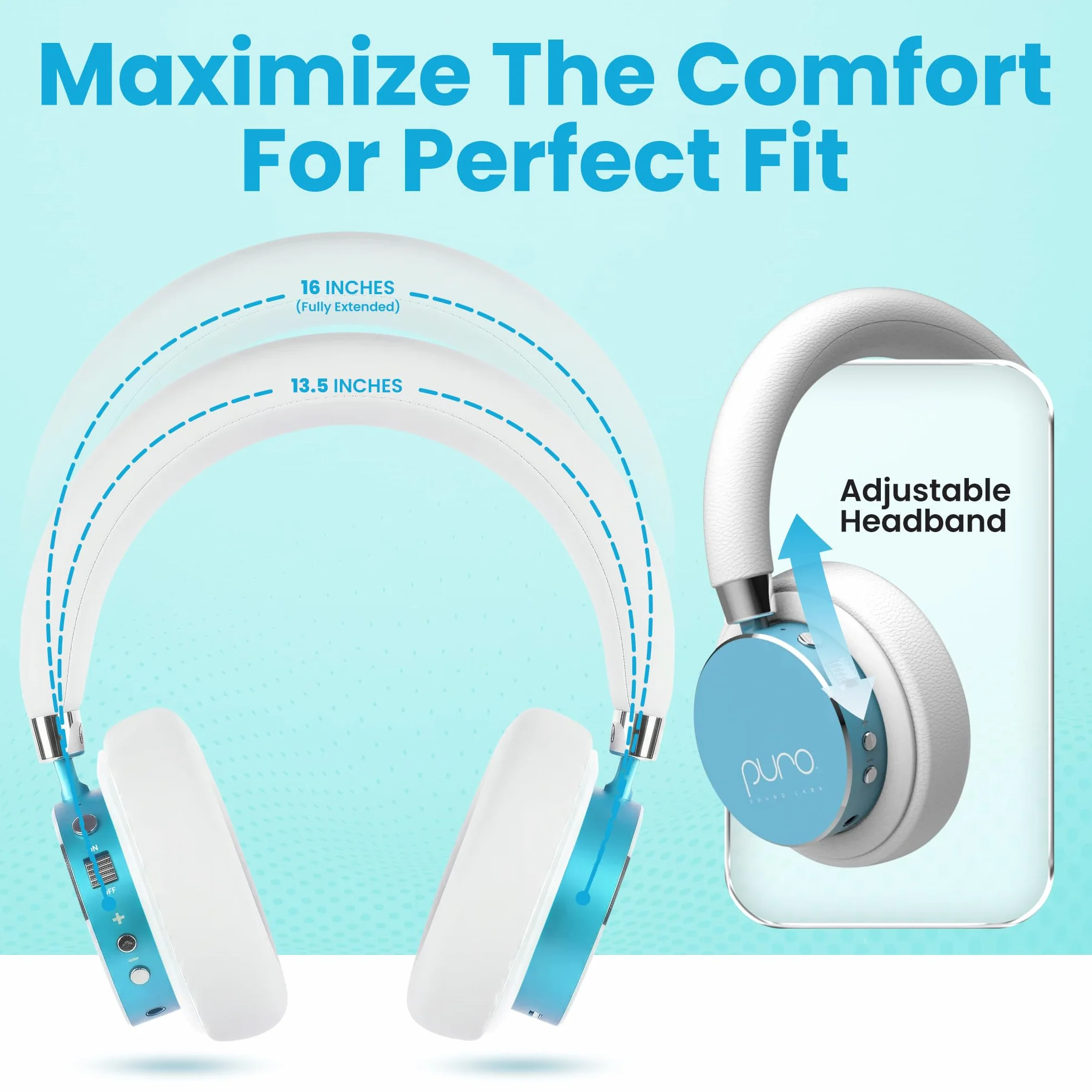 Puro Sound Labs BT2200 Plus dziecięce słuchawki Bluetooth, ograniczające głośność, 85 dB, dźwięk studyjny, nauszne i wygodna konstrukcja, 20 godzin pracy baterii, łatwe do podłączenia, bezprzewodowe