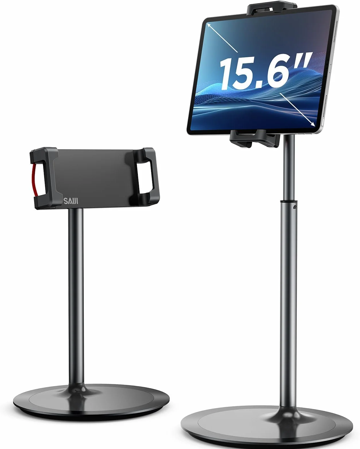 SAIJI Stojak na tablet, regulowany stojak na telefon, obracany o 360 stopni, podstawka ze stopu aluminium, stacja dokująca do telefonu z ekranem 11.9 cm-32.8 cm (czarny)