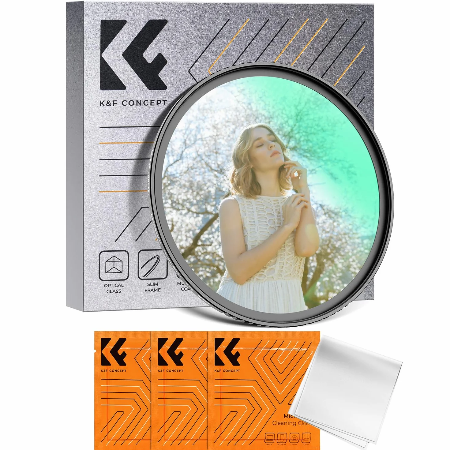 K&F CONCEPT 72 mm biała mgiełka filtr 1/4, 18 wielowarstwowych powłok marzycielski miękki biały filtr dyfuzyjny ze ściereczką do czyszczenia do fotografii portretowej/wideo/vlogów