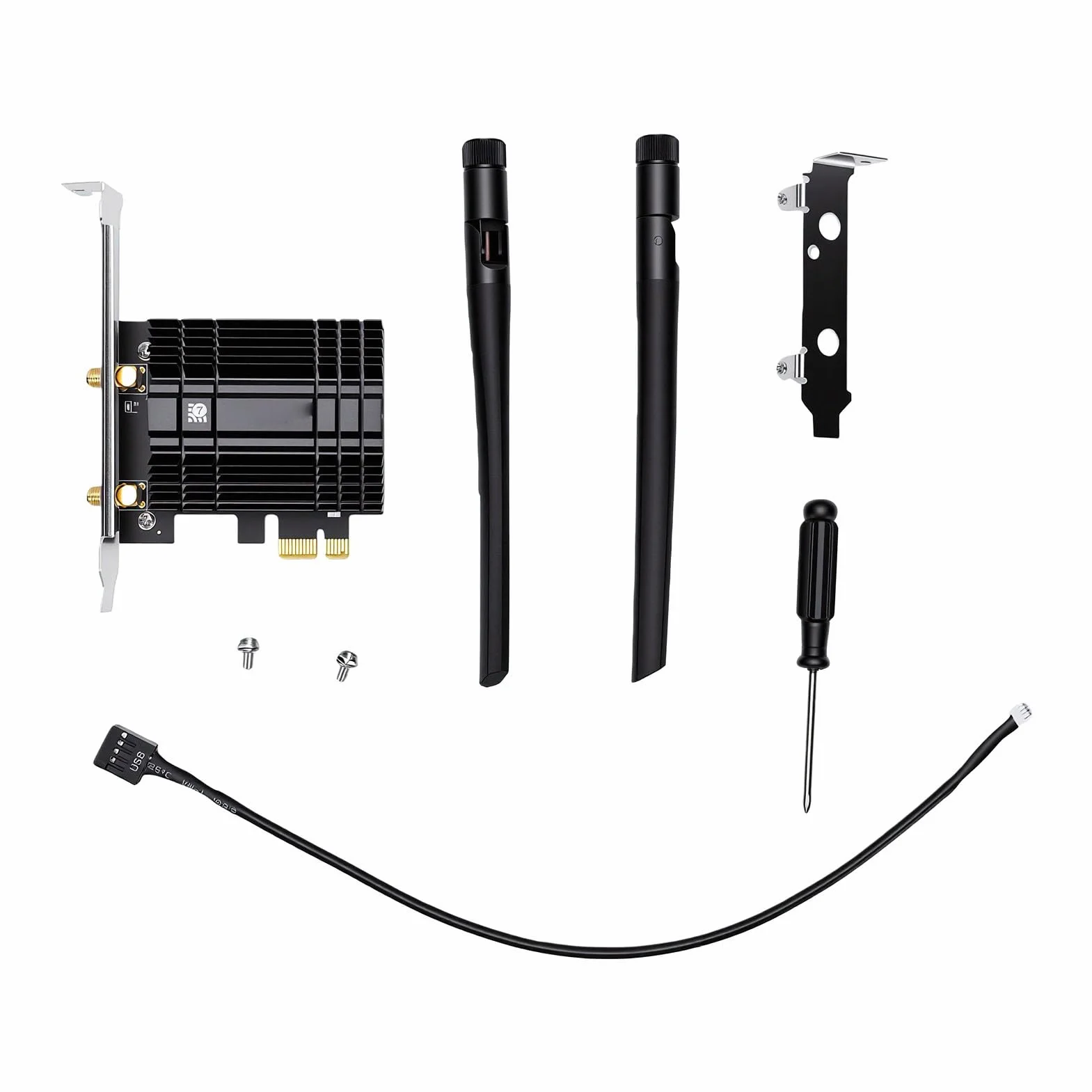 Zunate Karta Sieciowa WiFi 7 z Bluetooth 5.4 | Trójzakresowy adapter bezprzewodowy M.2 NGFF, prędkość 2882 Mb/s, Bluetooth 5.4, WPA3, dwie anteny