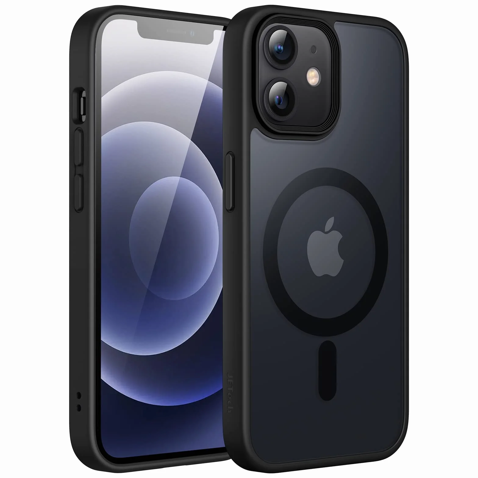 JETech Etui iPhone 12/12 Pro Magnetyczne MagSafe 6,1 Cala Półprzezroczysty Matowy Cienki Odporny Case Czarny
