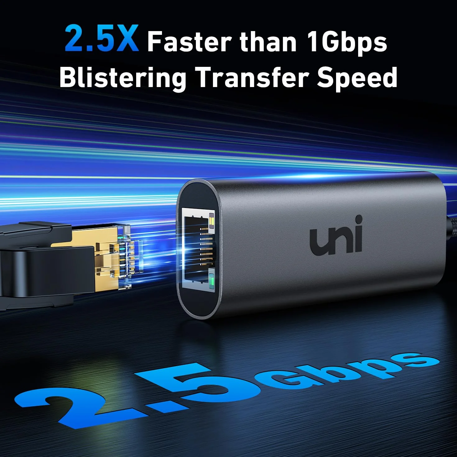 uni Adapter USB Ethernet 2,5 G, adapter Ultra Speed ​​USB 3.0 na RJ45, adapter sieciowy 2,5 Gigabit, sieć LAN 2,5 Gb/s Kompatybilny z iMac Pro, Dell XPS, Chromebook, laptopami, NAS itp.