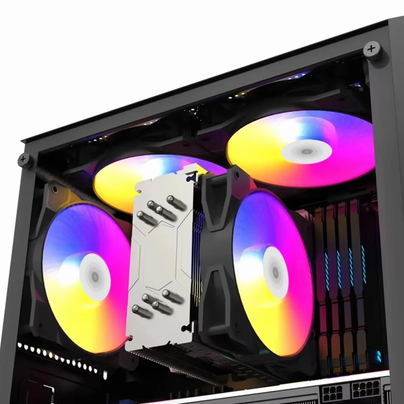 Cichy wentylator chłodzący RGB LED 120 mm 12 V 4 piny do komputera chłodzącego ciecz gry z efektem tęczowego światła o wysokiej wydajności. (BLACK)