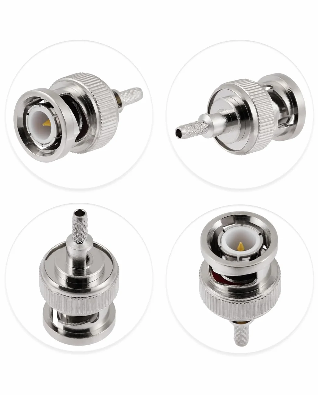 Vecys 10 PCS BNC Męskich Złączy 50 Ohm BNC Męskie Zaciskane Złącze dla RG316 RG174 RF Koncentryczny Kabel
