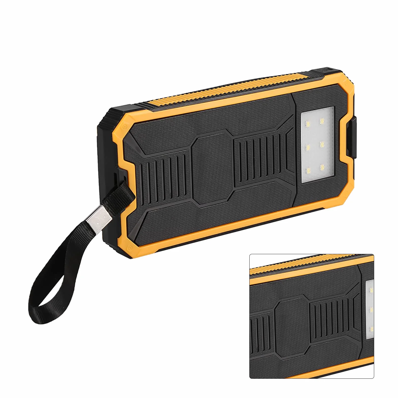 Solar Charger Power Bank, 20000mAh Szybkie ładowanie Dual USB Solar Mobile Power Bank Case DIY Kit dla Podróży Kemping Aktywności na świeżym Powietrzu Gear Zestaw Awaryjny(Żółty)