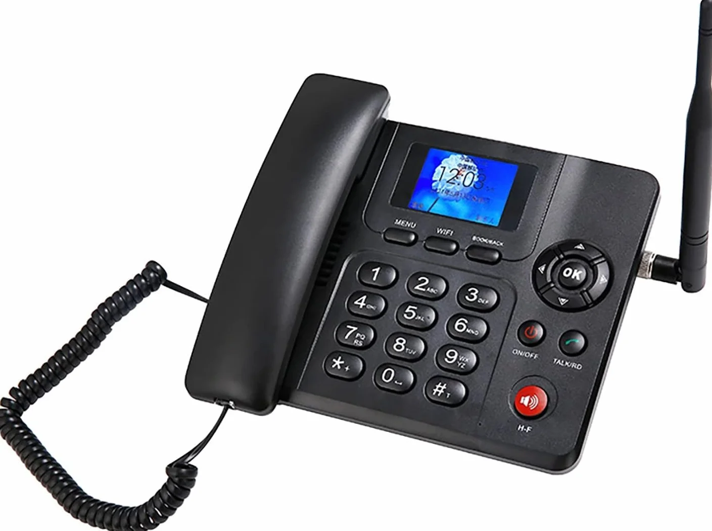 Telefon stacjonarny Bezprzewodowy, kolorowy ekran Netcom 4G, Dual Sim Wi-Fi, Bluetooth z radiem Fm Czarny bezprzewodowy telefon stacjonarny z Fm, Sim i SMS Bezprzewodowy telefon stacjonarny