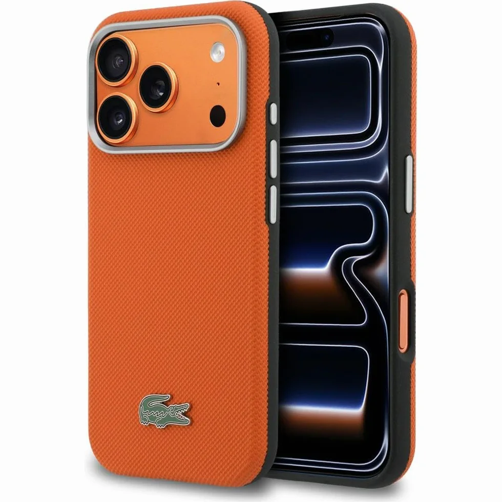CG MOBILE Lacoste Petit Piqué etui do iPhone 17 Pro Max kompatybilne z MagSafe (pomarańczowe)