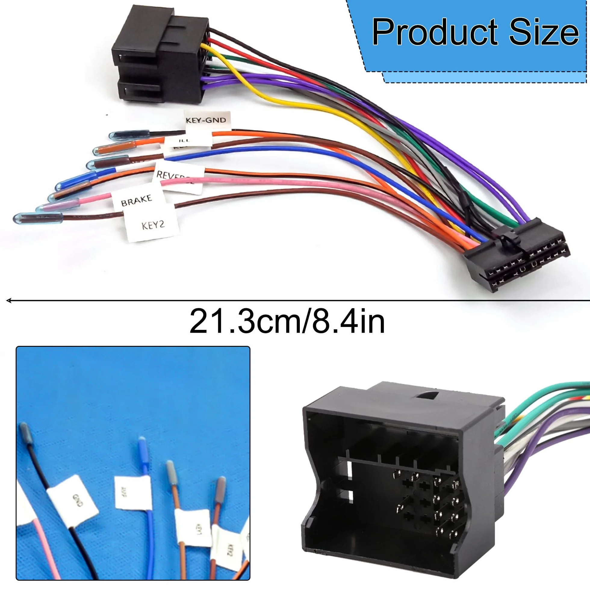 20-biegunowy kabel adaptera ISO do radia samochodowego, zamiennik do gniazda T dla VW