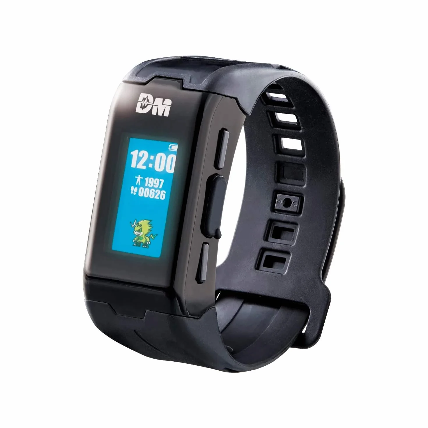 Digimon Vital Bracelet | interaktywny zegarek fitness z licznikiem kroków, pulsometrem, zegarkiem cyfrowym i wirtualnym zwierzakiem | trenuj i walcz z przyjaciółmi, kolor czarny (darmowa aplikacja)