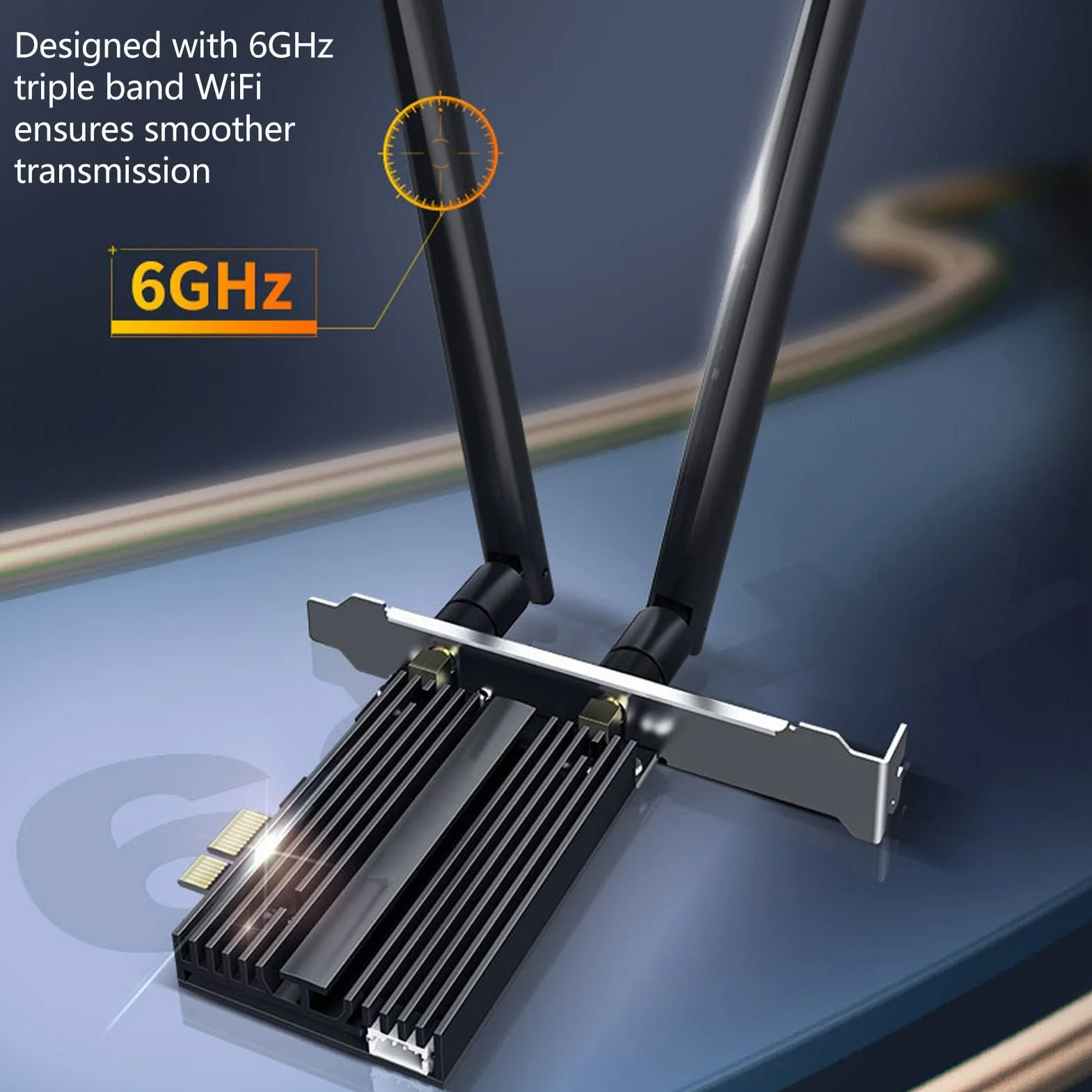 Karta WiFi 6E PCIe WiFi na PC, 6G 5G 2.4G WPA3 BT5.2 Podwójna Antena Adapter Sieci PCIe Plug and Play Bezprzewodowy Adapter PCIe 2400 Mbps do Gier Stacjonarnych