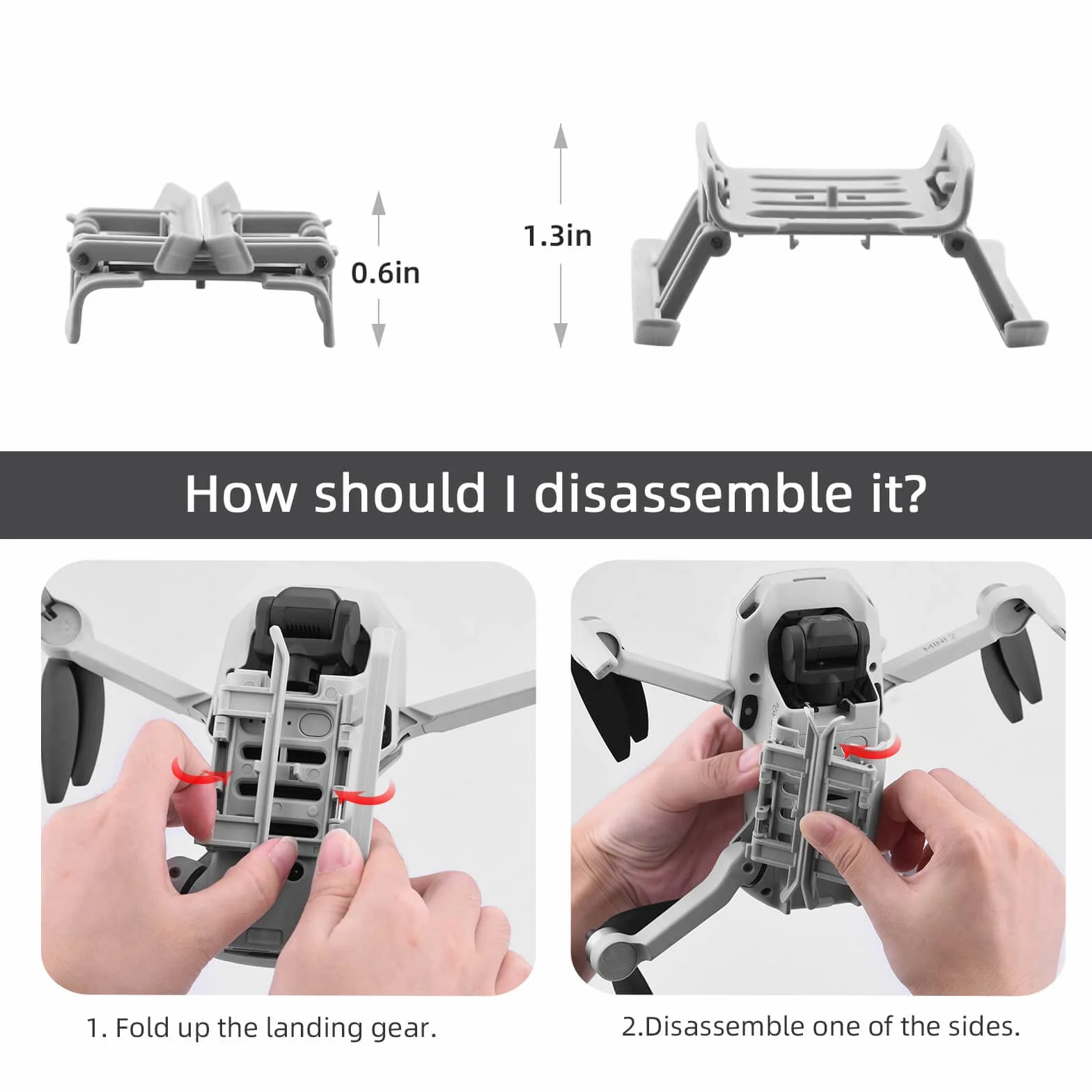 HeiyRC Podwozie Przedłużenie 4K dla DJI Mini 2 SE/Mini 2/Mini SE/Mavic Mini Drone Składany