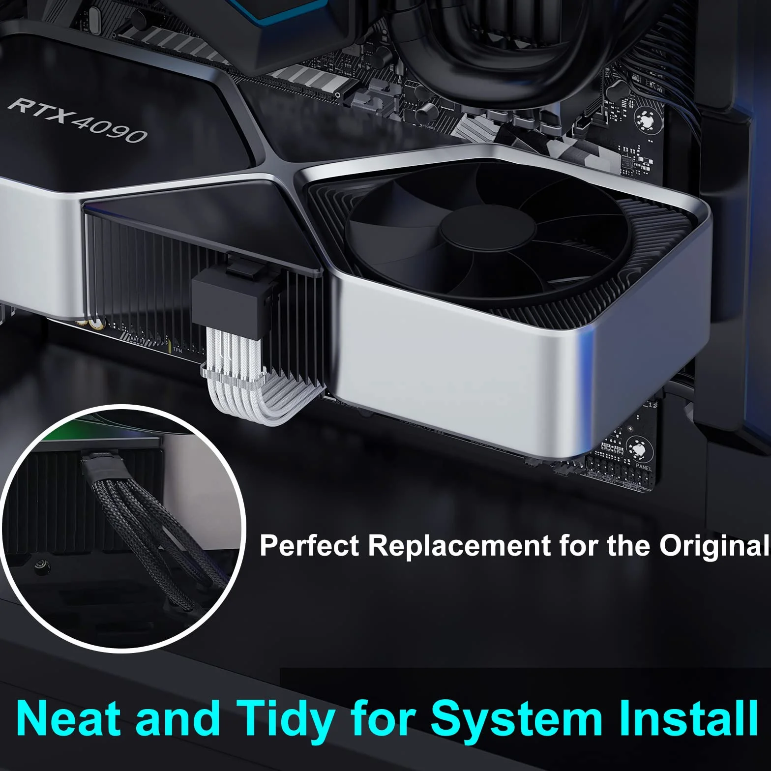 PCIE 5.0 12VHPWR Przedłużacz GPU kątowy 90 stopni, 16 pinów (12 + 4) do 3 x 8 pinów PCIE 5.0 męski na żeński kąt prosty GPU Kabel rozszerzenia zasilania dla GeForce