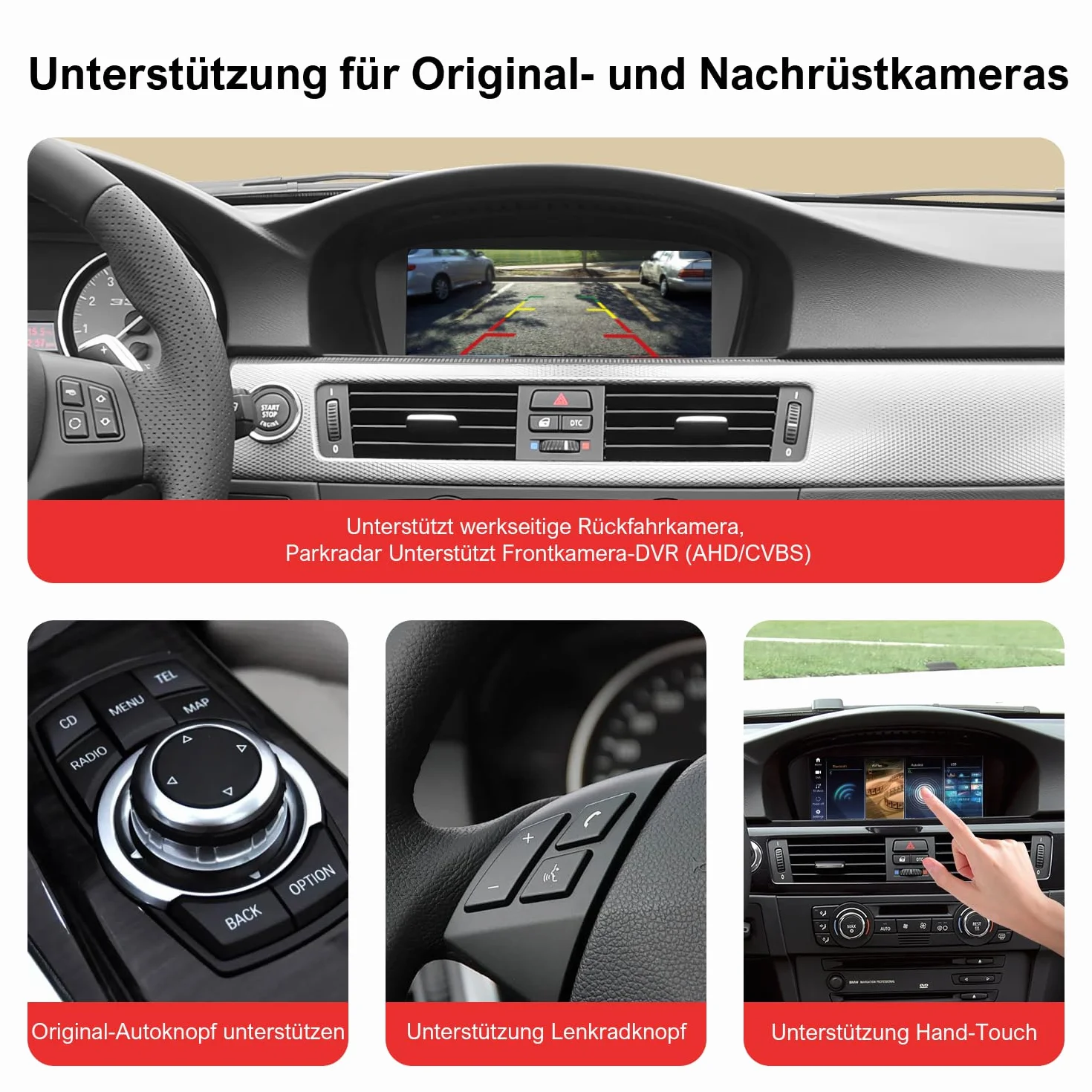 Linux Wireless CarPlay Android Auto do BMW serii 3 5 CIC System | E60 E61 E90 E91 E92 E93 2008-2013, wyświetlacz 8,8 cala, z Bluetooth, MirrorLink, kompatybilność OEM, montaż Plug & Play