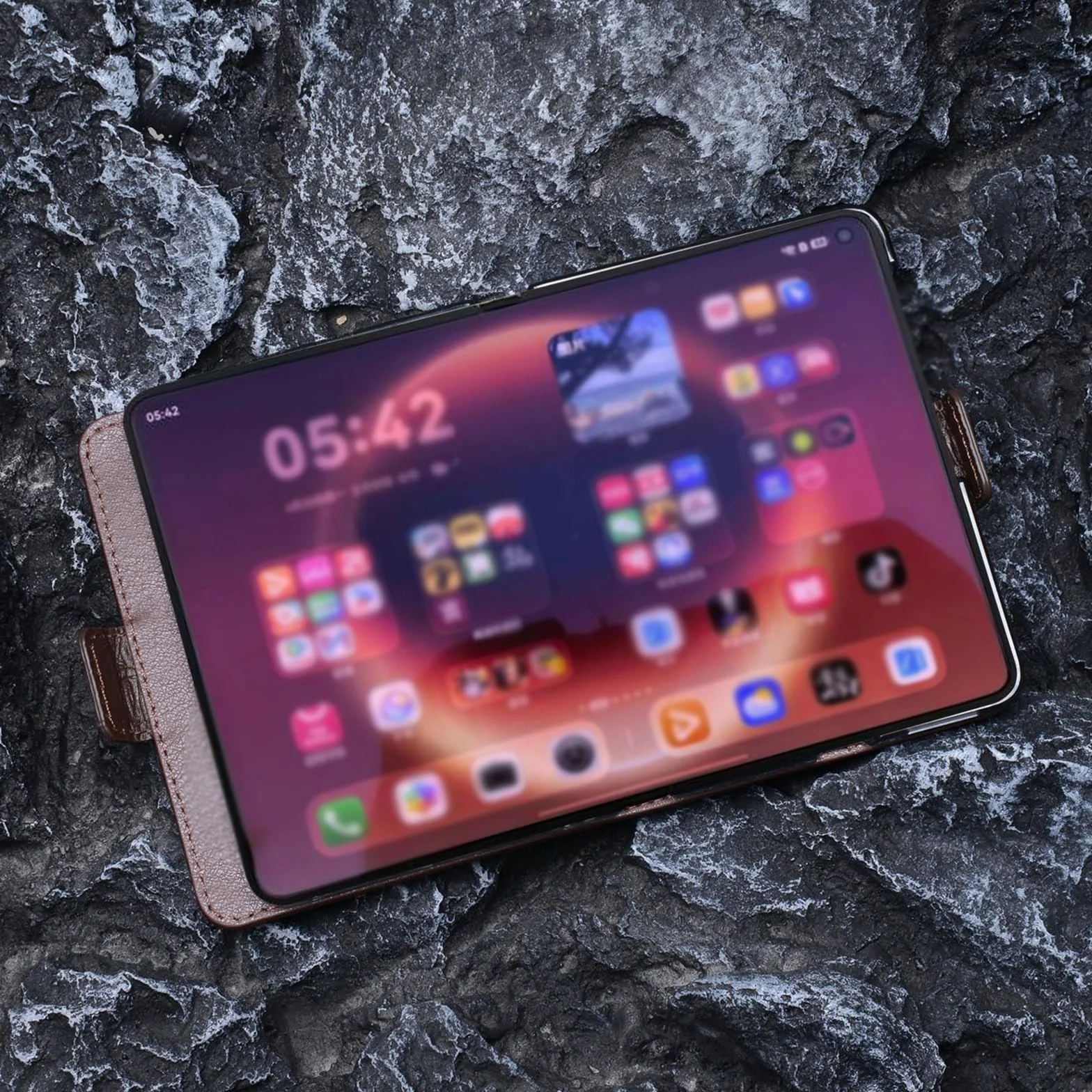 Etui z klapką do Huawei Pura X Max, zapięcie magnetyczne wzór liczi z prawdziwej skóry z etui ochronnym na aparat, brązowy, Pura X Max