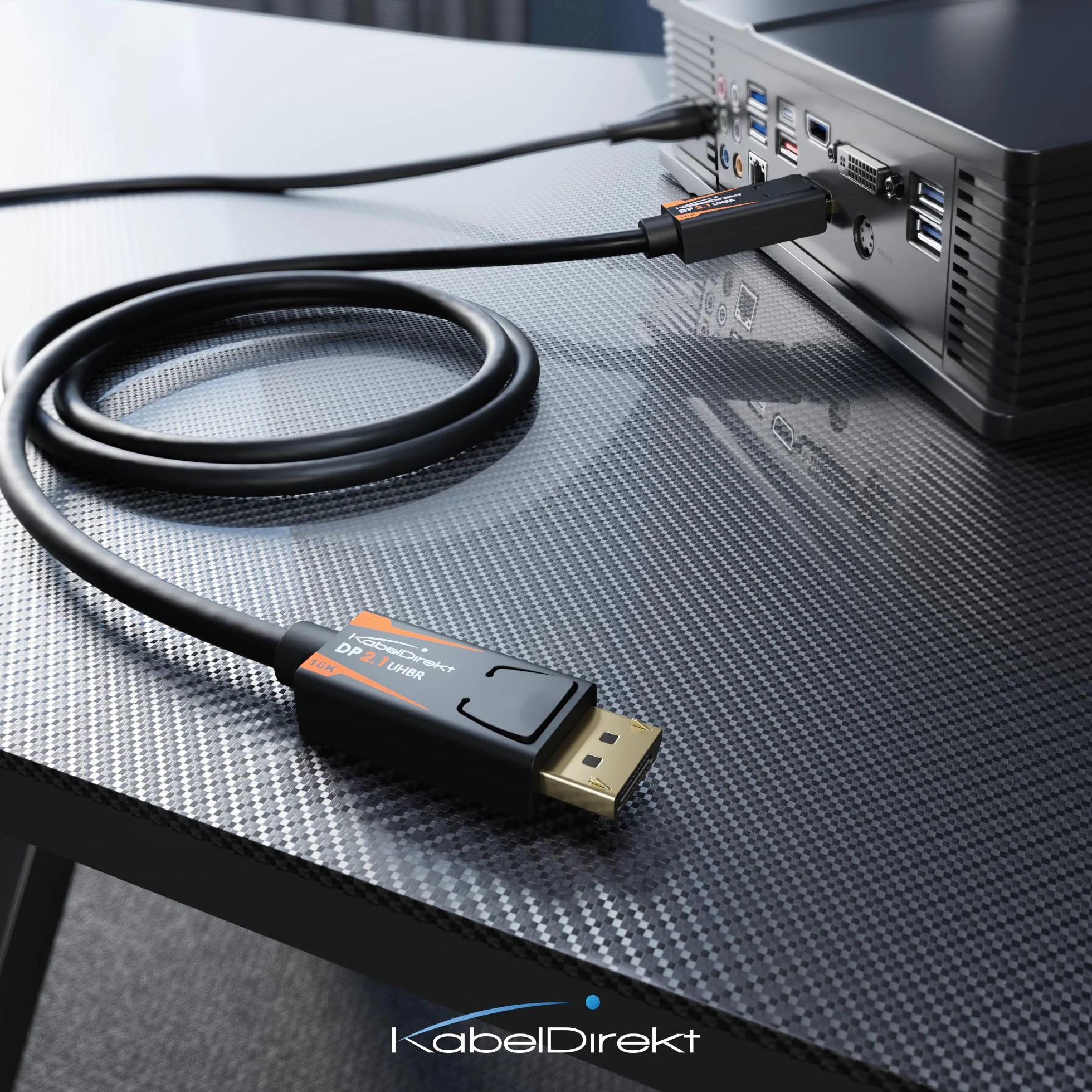 KabelDirekt Kabel DisplayPort 2.1 DP 2.1 2m UHBR DP80 80 Gb/s 16K@60Hz 8K@120Hz 4K@240Hz