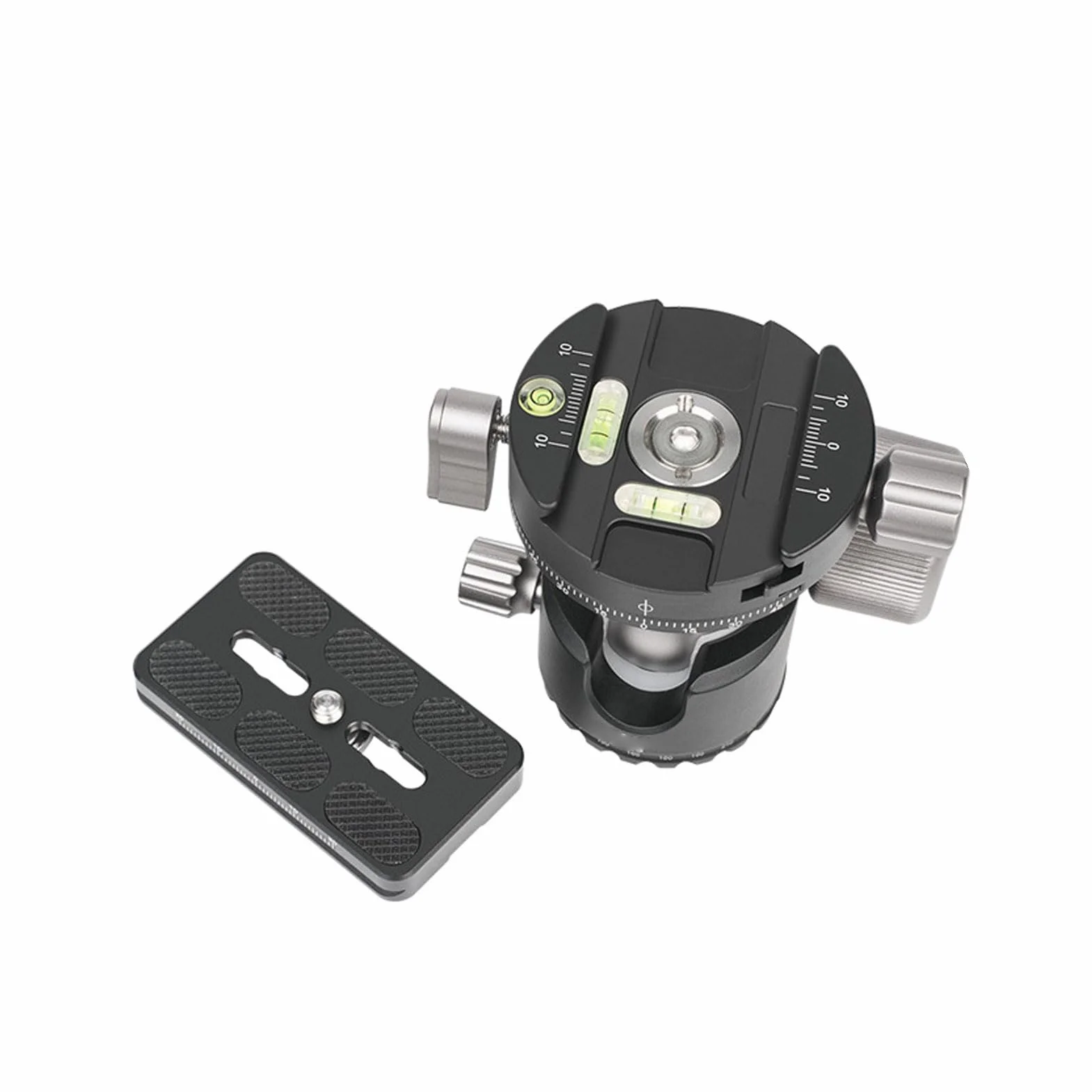 Aluminiowa Głowica Kulowa Statywu, Uchwyt Kulowy do Aparatu Panoramicznego 360, Uchwyt Kulowy z płytką Szybkiego Uwalniania 1/4", Idealny do Lustrzanki Cyfrowej Typu Monopod Slider, nośność