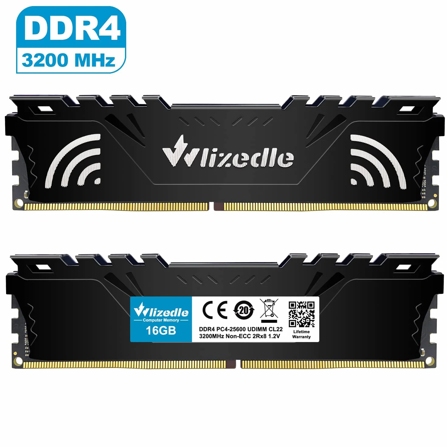 DDR4 3200 MHz XMP 2.0 Desktop Memory RAM 32 GB Kit (2 x 16 GB) CL16 UDIMM, pamięć operacyjna PC PC4-25600 288-pinowa 1,35 V bez ECC pamięć do komputerów, kolor czarny