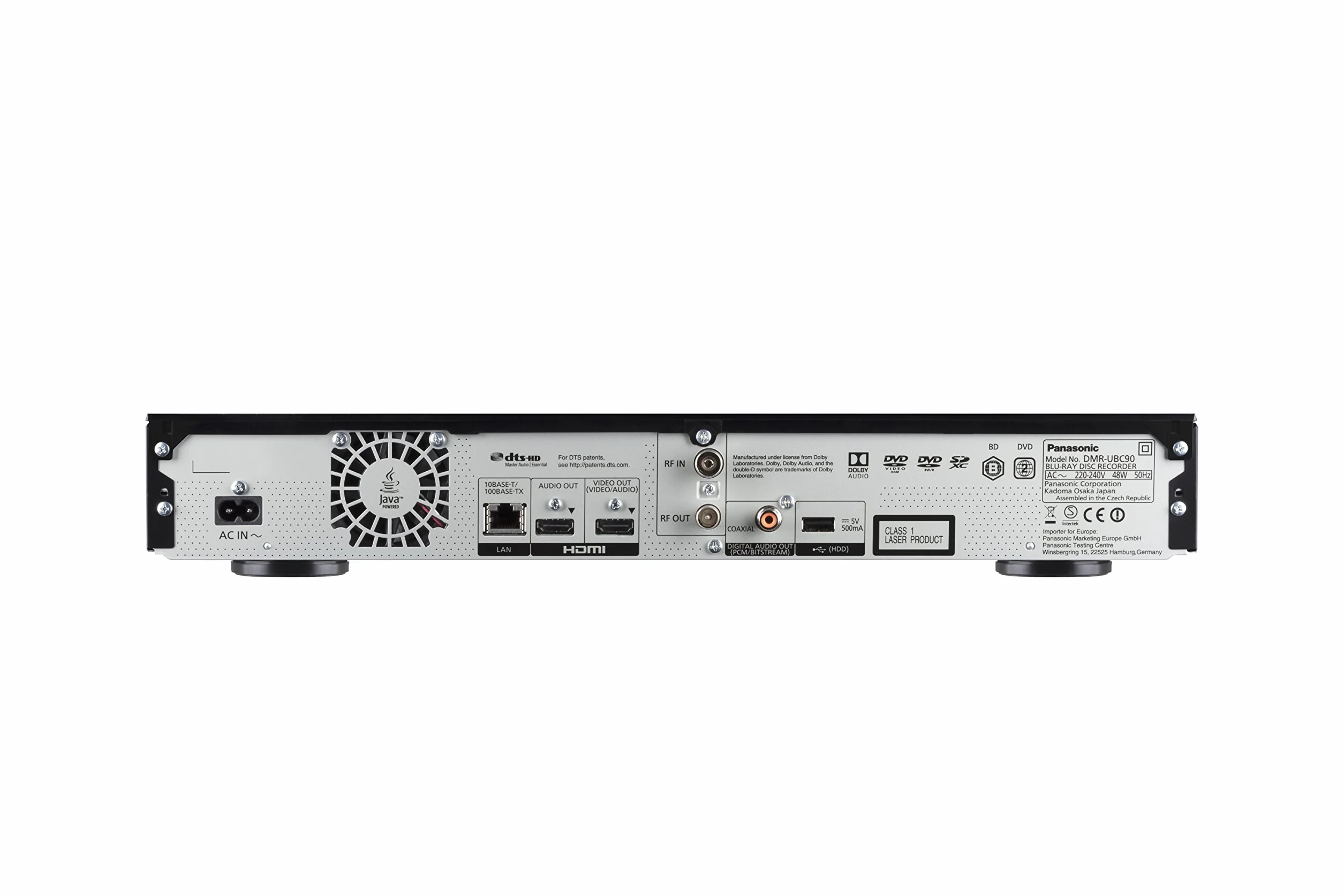 Panasonic DMR-UBC90EGK Nagrywarka Blu-Ray, Czarny, 2 TB & KabelDirekt wszystkie urządzenia HDMI, takie jak PS5/Xbox/Switch - 4K@120Hz, HDMI High Speed z Ethernet, czarny)