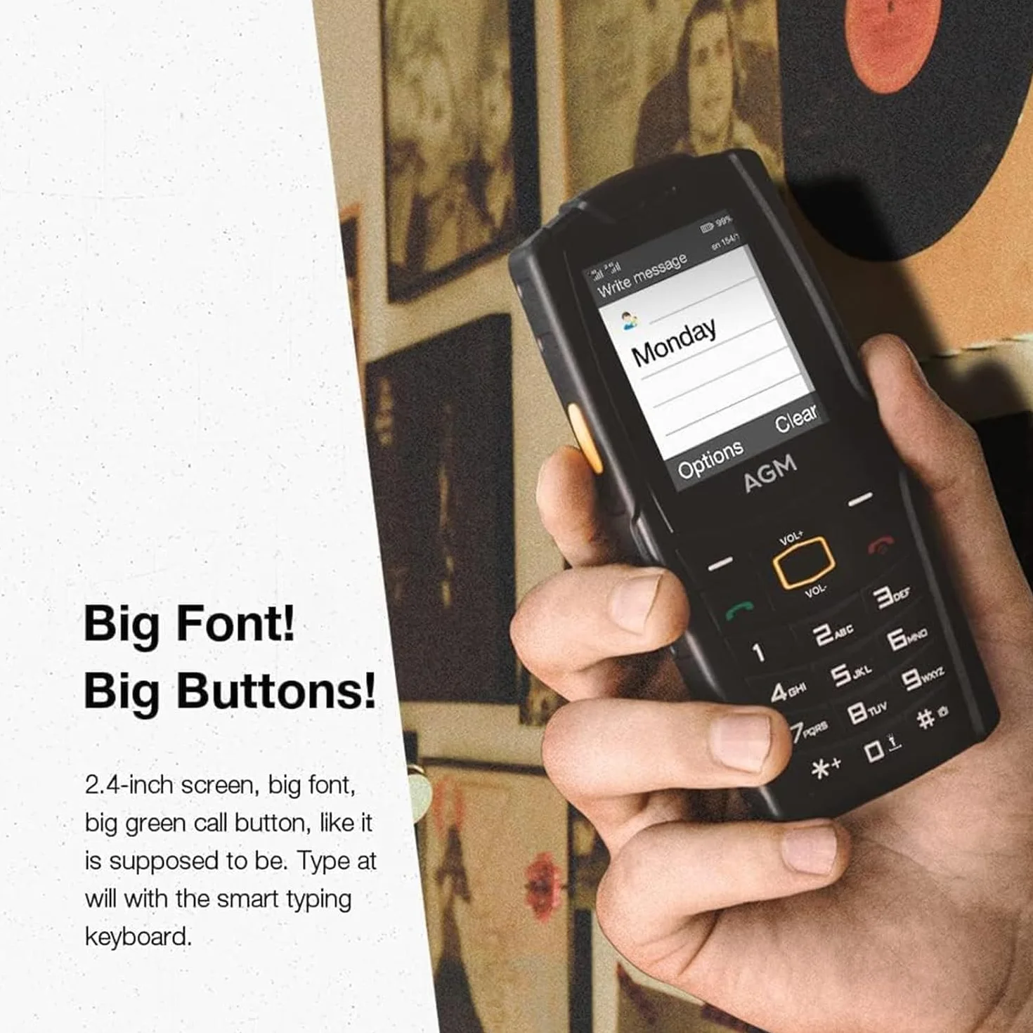 AGM M6 SE telefon komórkowy outdoorowy bez umowy, wytrzymały, kolorowy wyświetlacz 2,4", duża czcionka i duży przycisk, akumulator 1500 mAh 48 MB + 128 MB, wodoszczelny (IP68/IP69K), 4G Dual SIM