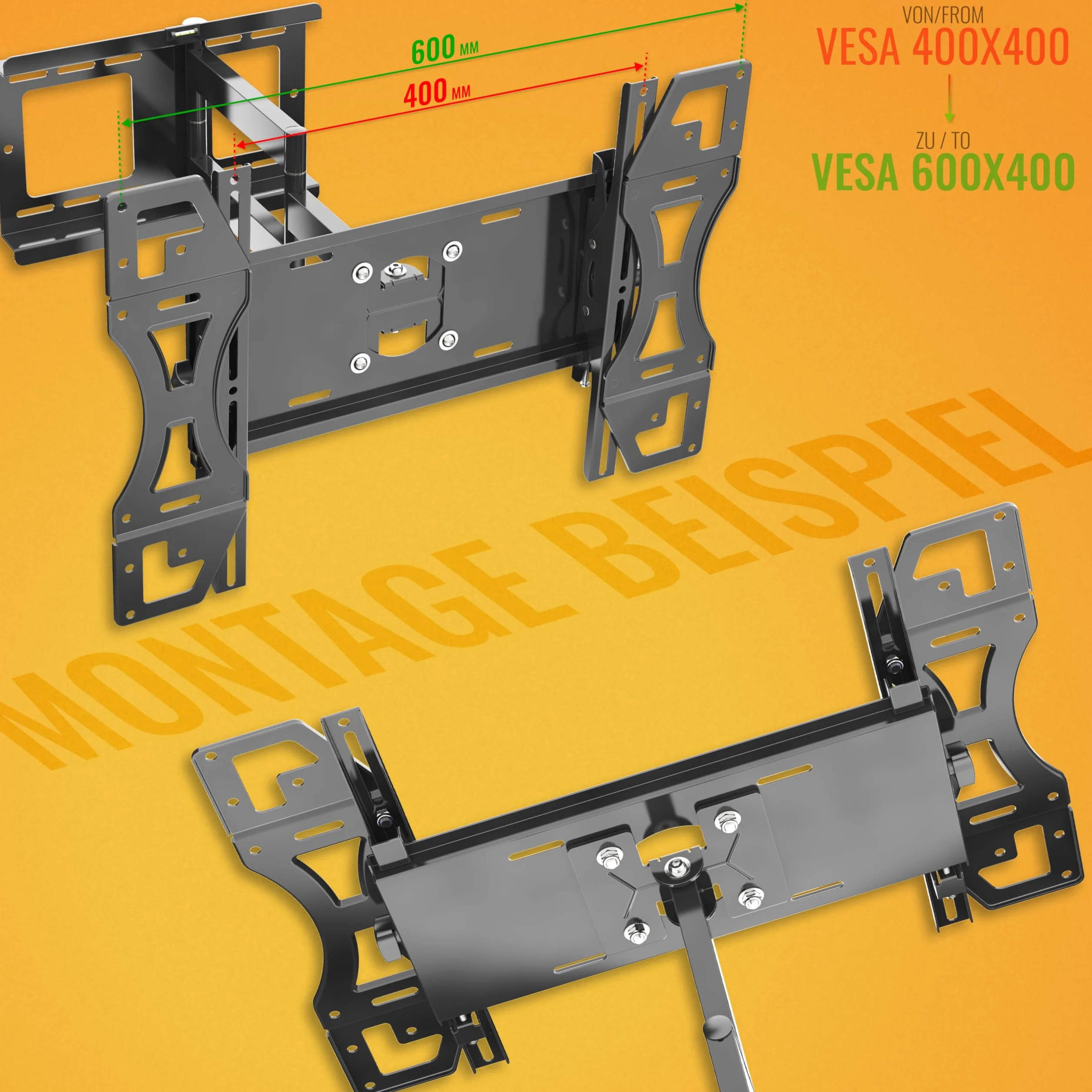 RICOO VESA uniwersalny adapter – uchwyt ścienny do telewizora i monitora 32-55 cali, VA0300 rozszerzenie 200 x 200 do 400 x 400 cm, uchwyt na telewizor do montażu na ścianie
