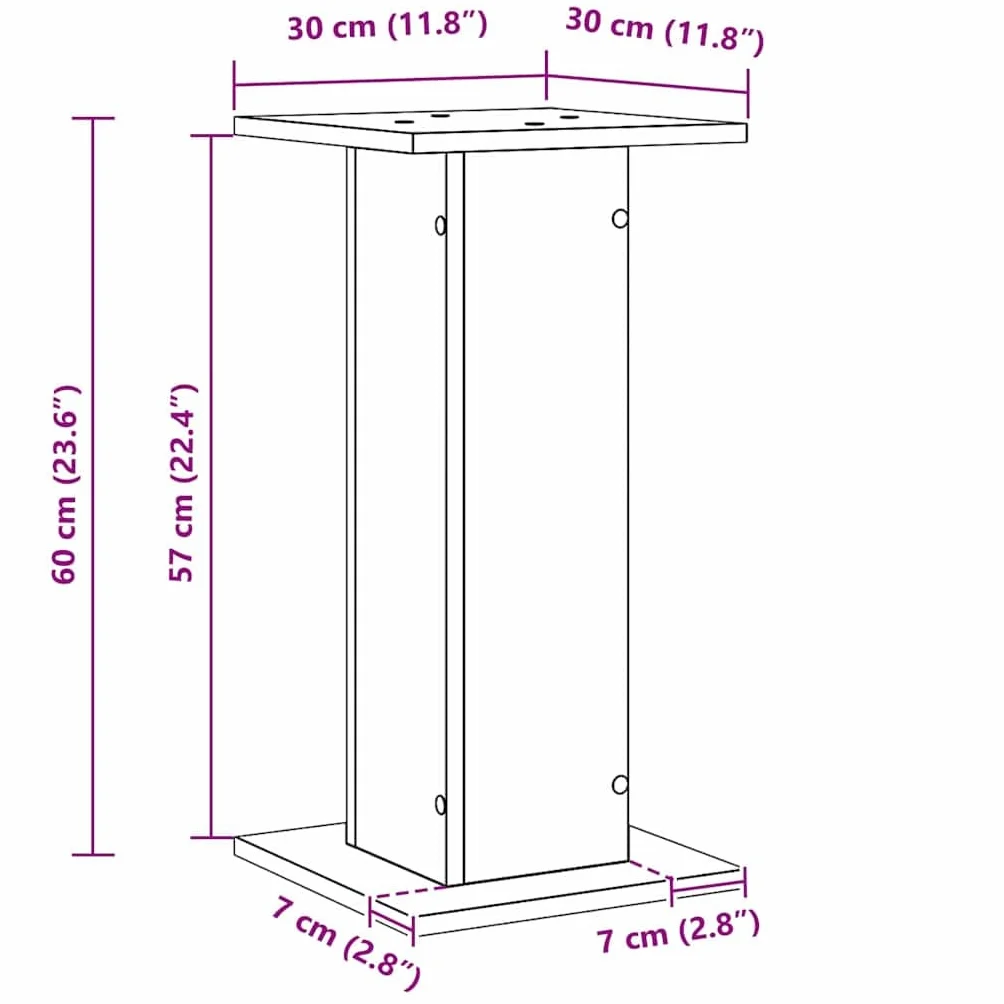 Stojak na głośniki zestaw 2 szt. czarny wygląd dębu z materiału drewnopochodnego 30 x 30 x 60 cm do audio, HiFi, kina domowego, Surround, monitora, studia i salonu