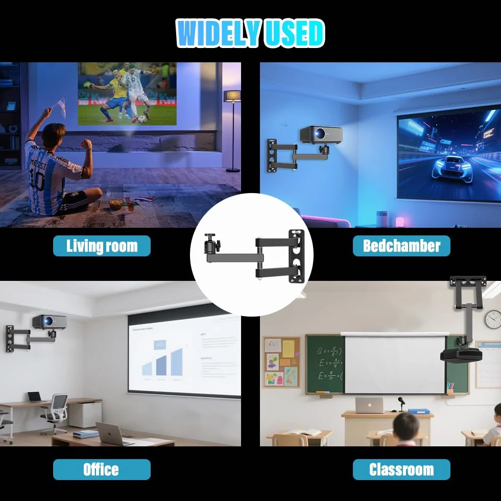 Uchwyt do projektora regulowany 360° ścienny składany z przyłączem śrubowym 1/4"