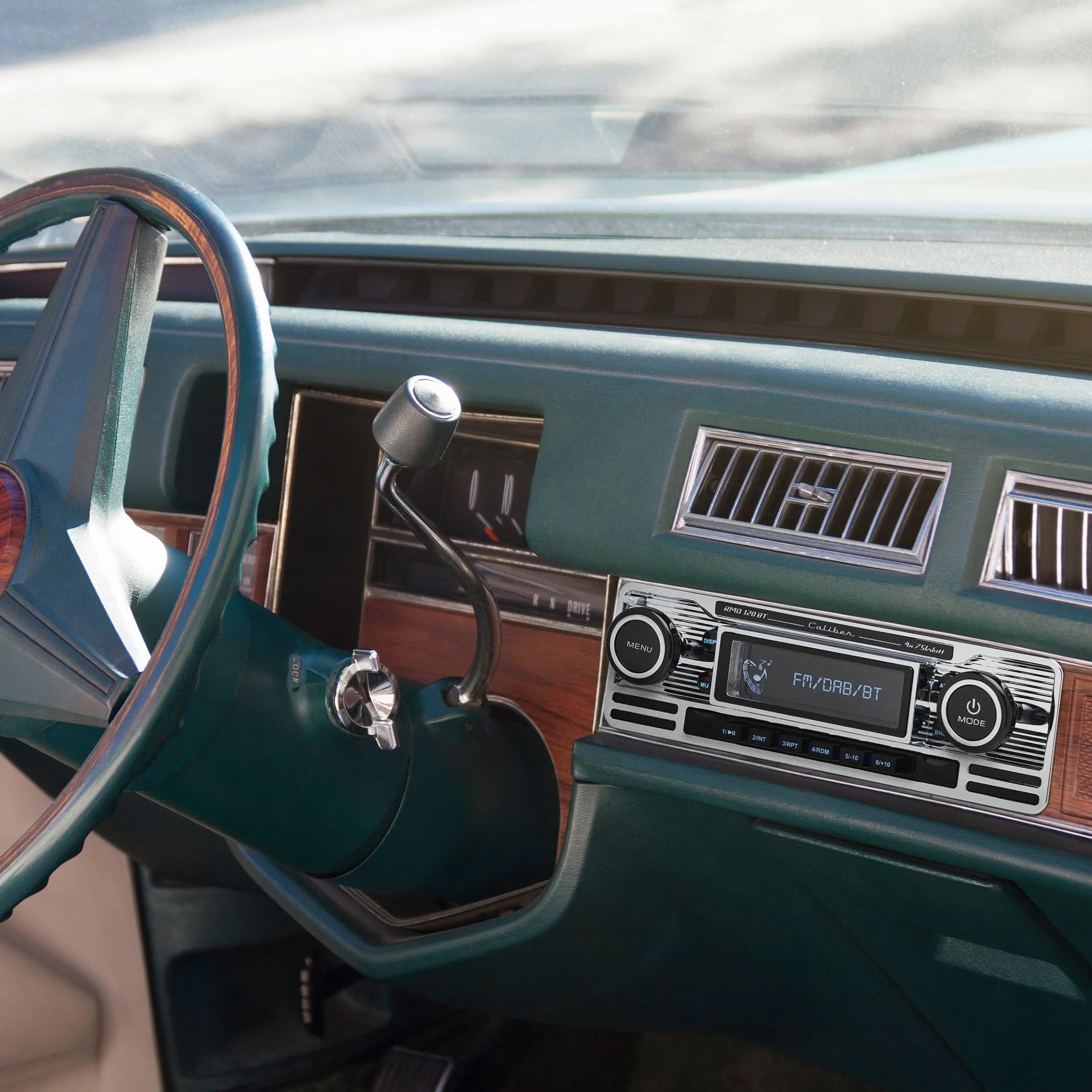 Caliber Radio samochodowe w stylu retro – radio samochodowe Bluetooth USB – FM – 1 DIN radio samochodowe – radio samochodowe z zestawem głośnomówiącym Bluetooth – chrom