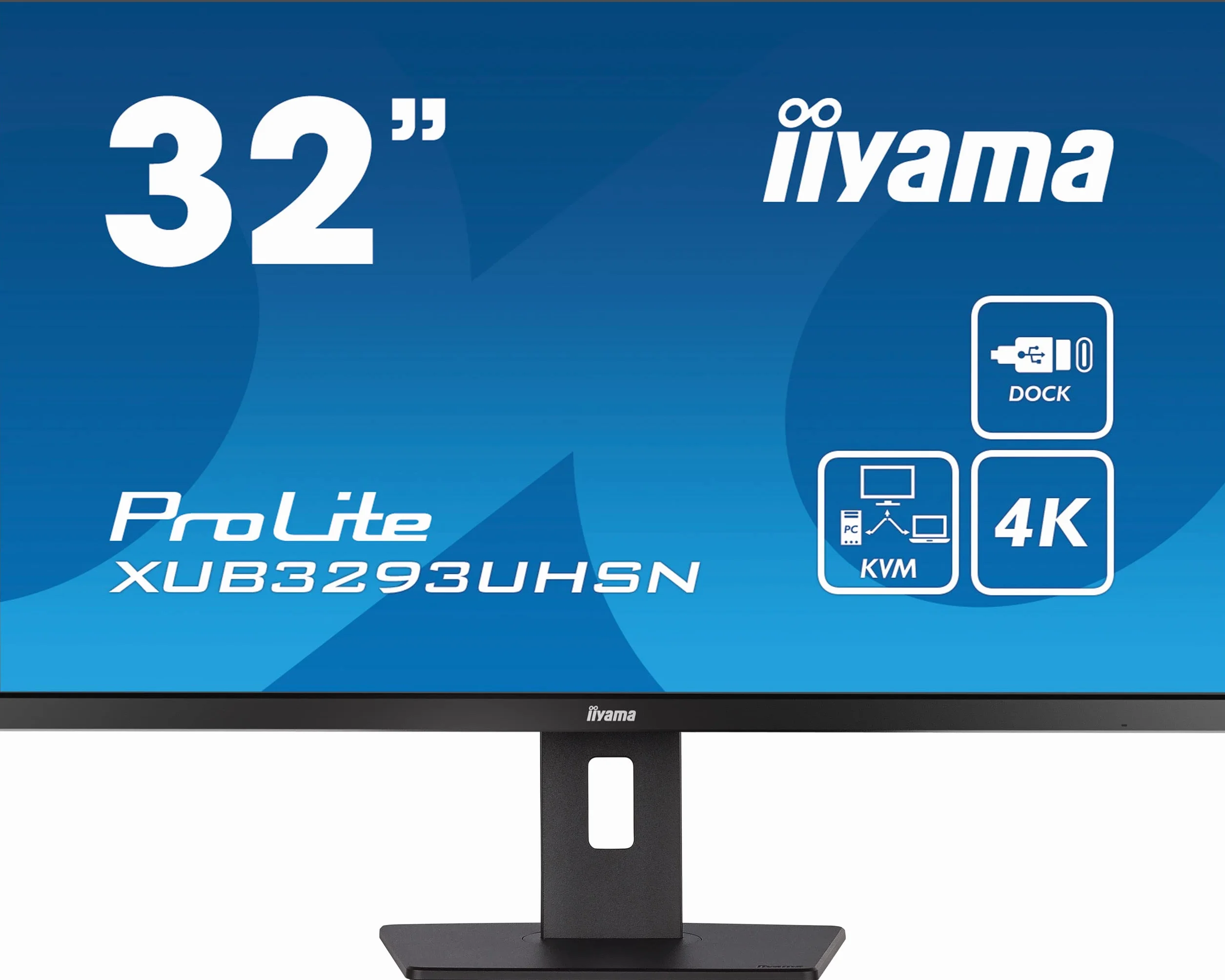 iiyama Prolite XUB3293UHSN-B5 80 cm 31,5" IPS LED monitor 4K UHD HDMI DP USB3.0 USB-C 65 W LAN przełącznik KVM Slim-Line regulacja wysokości, czarny