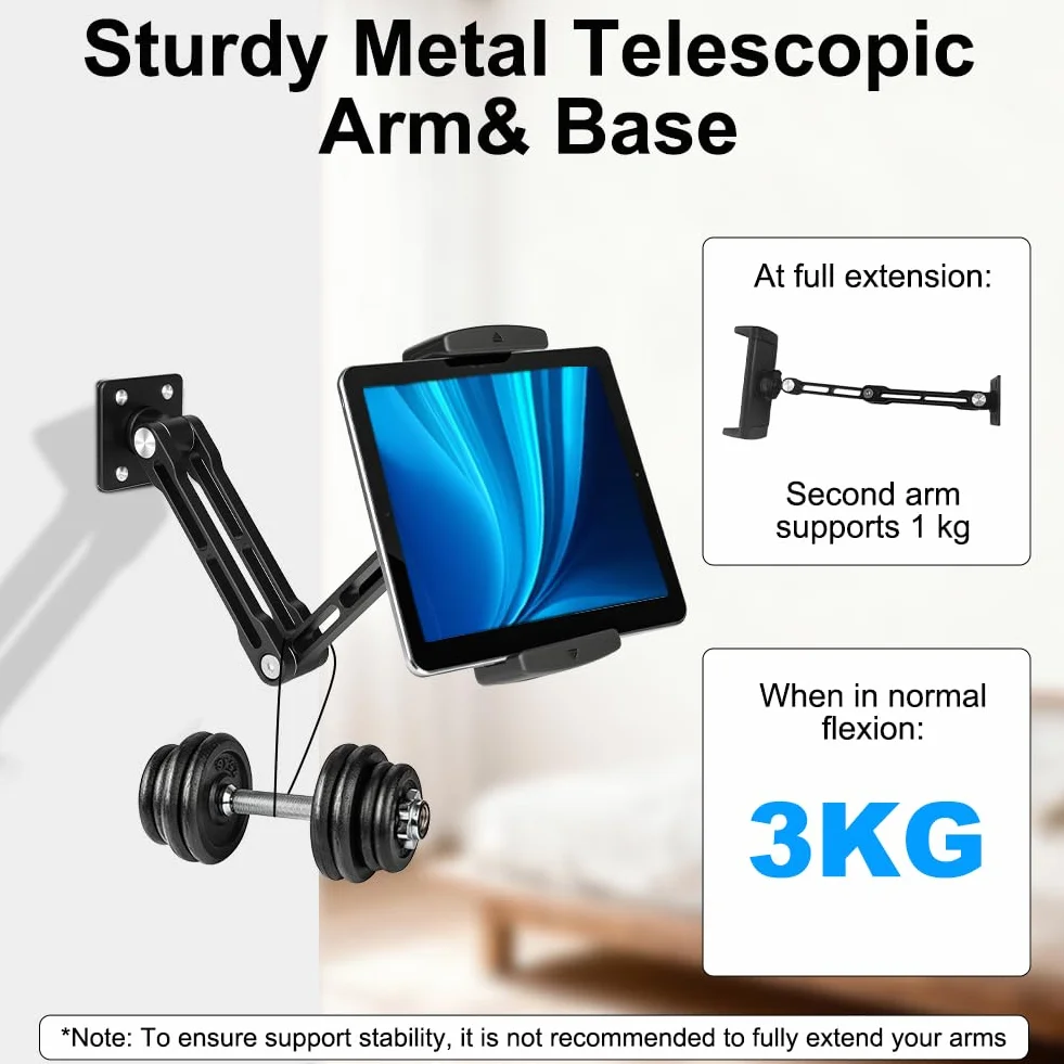 HOTUT Uchwyt ścienny do tabletu 360° z aluminium 4,7-12,9 cala uniwersalny
