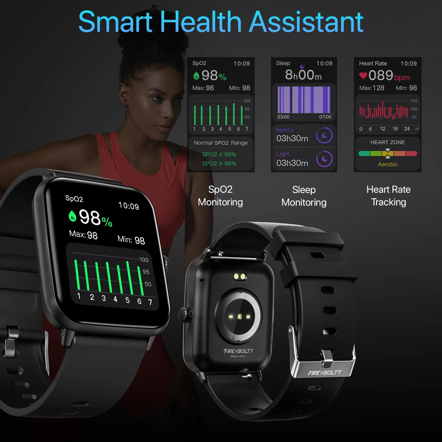 Fire-Boltt Ninja Call Pro Bluetooth Calling Smart Watch, wyświetlacz HD 1,69″, podwójny chip, asystent głosowy AI, 120 trybów sportowych, SpO2 i pulsometr, smartwatch fitness Tracker dla mężczyzn i