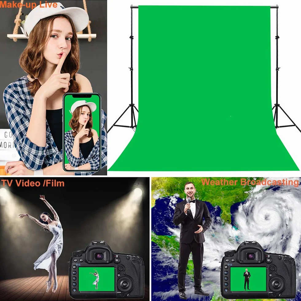 Green Screen tło fotograficzne 1,8 x 2,8 m, Bonvvie odporne na zmarszczki tło fotograficzne zielone muślinowe muślinowe tło do studia fotograficznego wideo, telewizji, zoom, YouTube, spotkań online