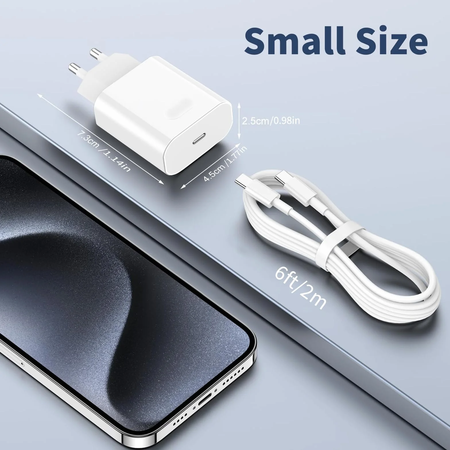 Ładowarka USB-C do iPhone, 30W Szybka Ładowarka w Typu C Zestawie Kabel O Długości 2M, Certyfikat MFi Zasilacz Zasilania Wtyczka do iPhone 17/16/16 Plus/16 Pro/16 Pro Max/15/iPad Air/iPad Mini/AirPods